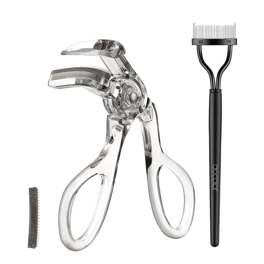 docolor Eyelash Curler with Eyelash Comb, Lash Curler with Silicone Refill Pads Suitable for all eye shapes Curl up to one day Easy to operate No Pinching or Pulling eyelash Eye Makeup Tool