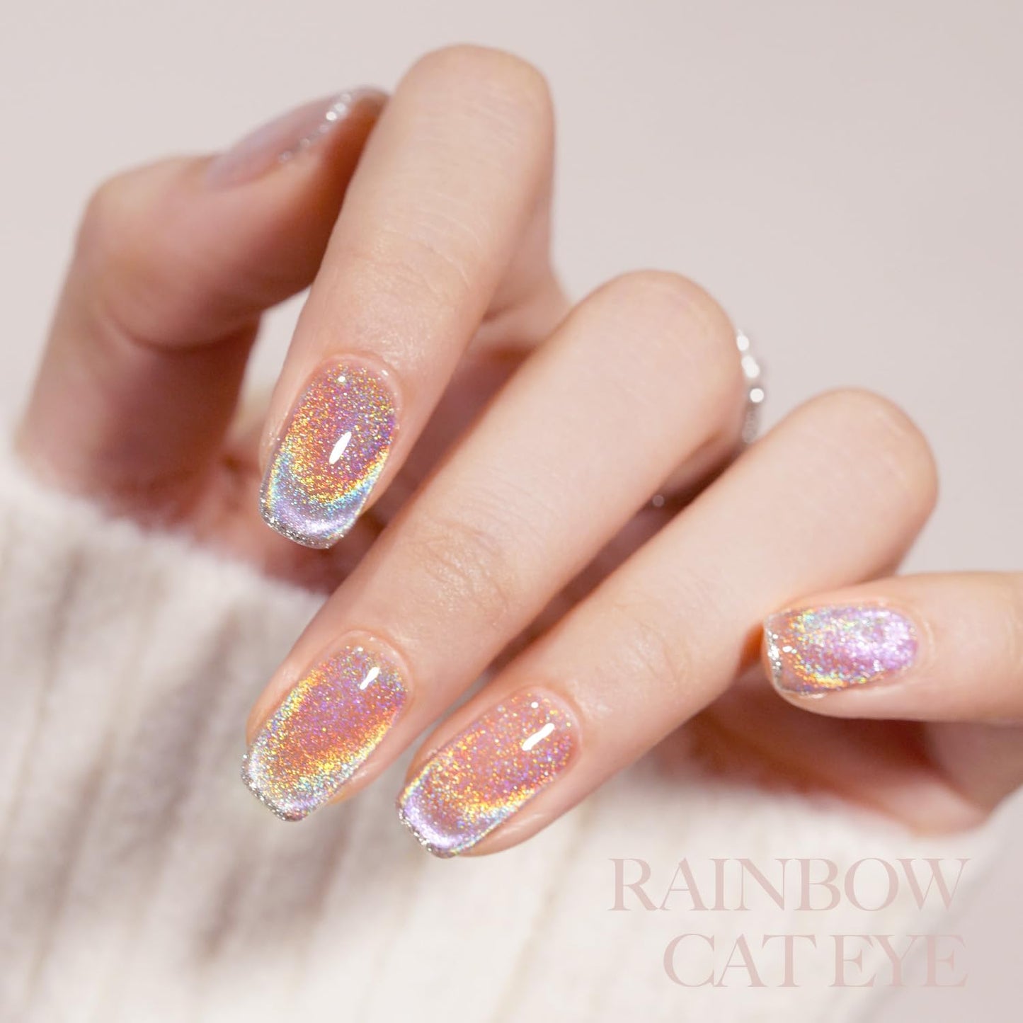 GAOY Rainbow Glitter Cat Eye Gel Nail Polish Set, 6 Holographic Sparkle Colors for Nail Art DIY Manicure and Pedicure at Home