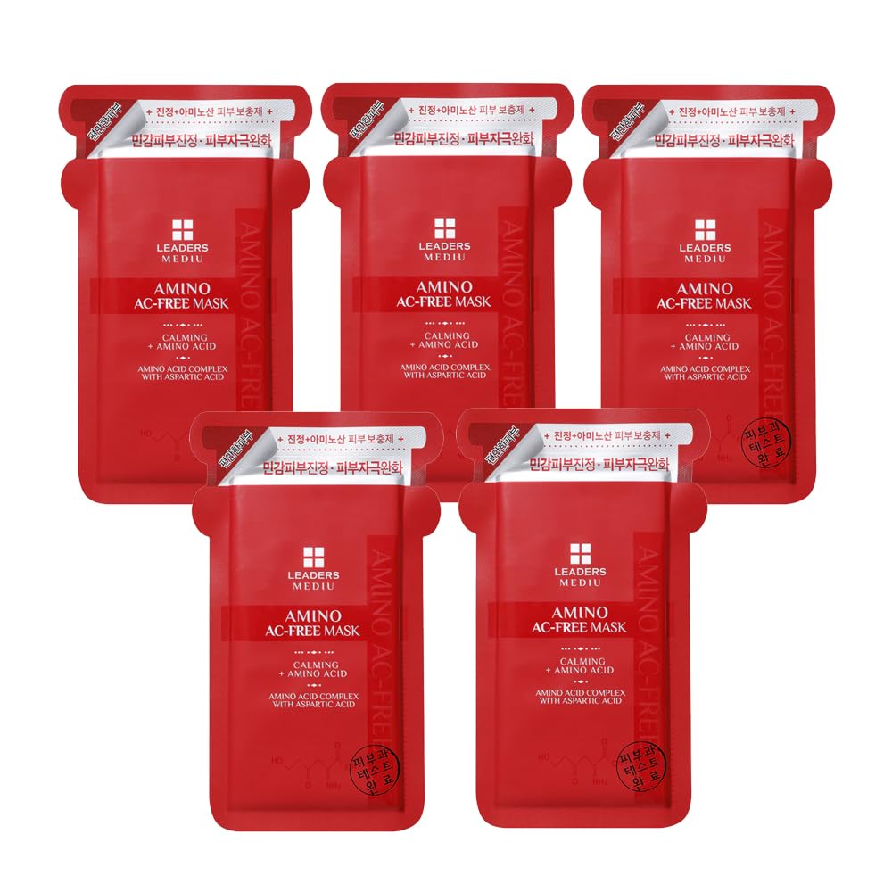 Amino AC-FREE Acne Control Facial Sheet Mask | AHAs, BHAs, Salicylic Acid, Snail Secretion, Chamomile | For Oily, Acne-Prone Skin, Reduces Blemishes (5 Sheets)