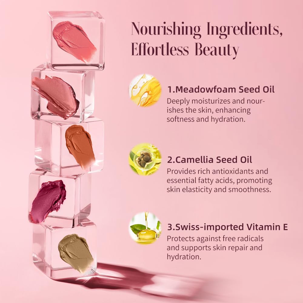 Multi-Use Makeup Cream Blush Stick, Unidollss 3-in-1 Buildable Blush Stick for Cheeks, Eyes, and Lips, Hydrating formula, All day wear, Easy Application with Thumb Puff Included (02 INFATUATION)