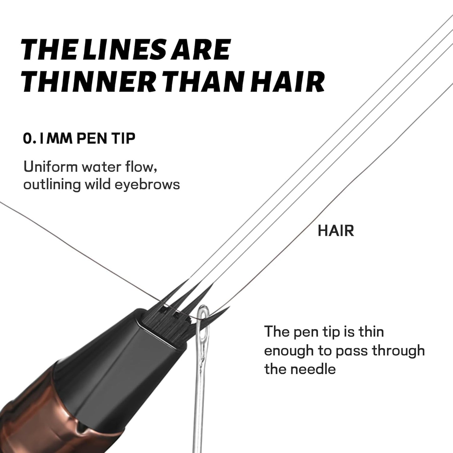 2 Pack Eyebrow Pen, Waterproof Microblading Eyebrow Pencil, 4 Tip Precise Eye Brow Makeup Pen for Women to Effortlessly Create Hair Like Natural Brows, Non Dry Out and Last All Day (Black)