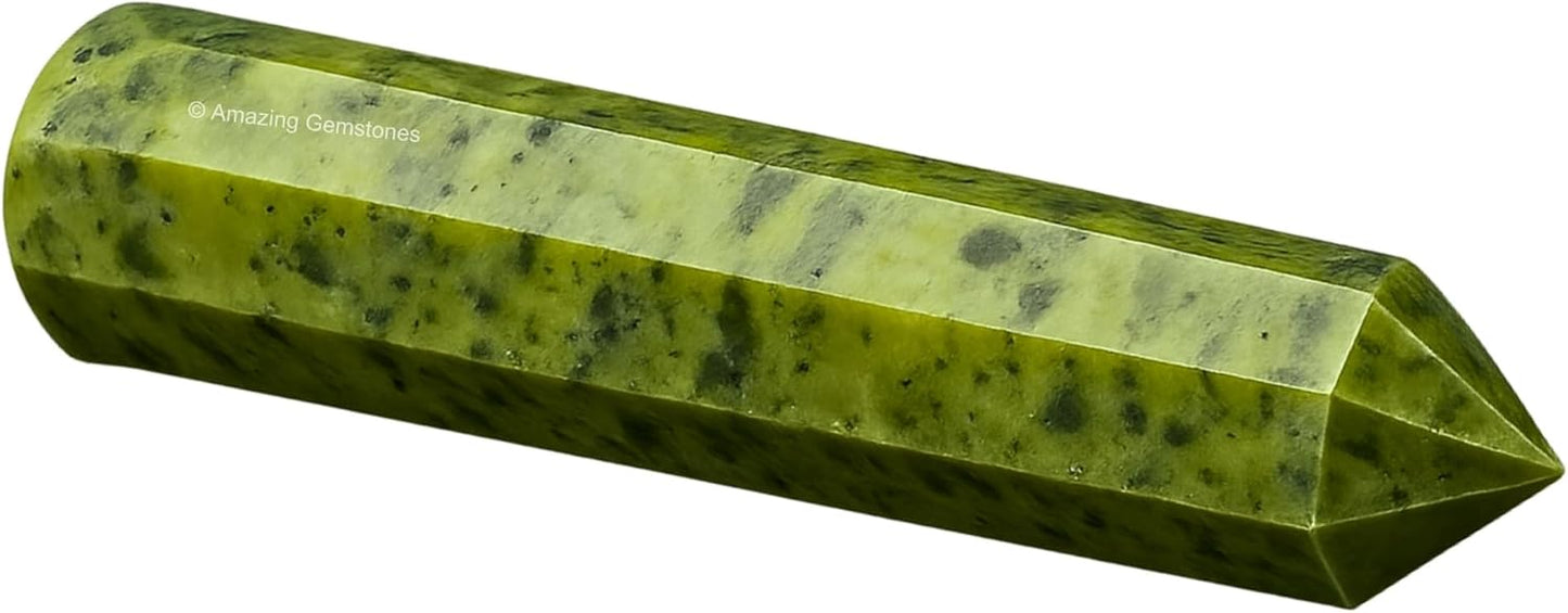 Amazing Gemstone Green Jade Crystal Wand Massage Stick - Pelvic Wand Gua Sha for Adults - Crystals and Healing Stones Massage Wands for Adults Gifts (Pointed)