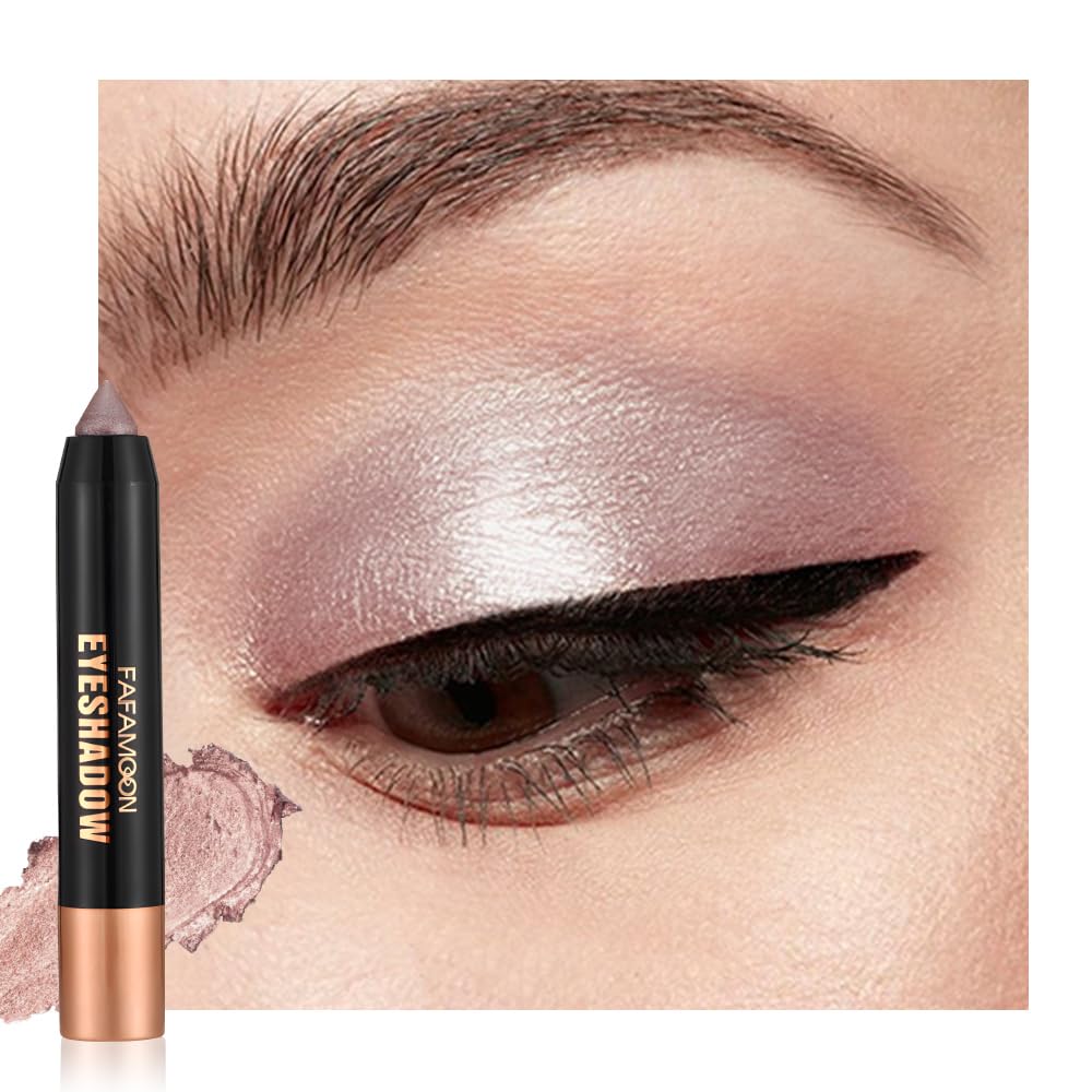 Monochrome Cream Glitter-Shimmer Eye Shadow Stick Palette makeup | 2-in-1 Eyeshadow & Eyeliner Pencil for Women | Waterproof, Vegan & Cruelty-Free | Sombras Para Ojos | 03 Shimmer Rose Gold