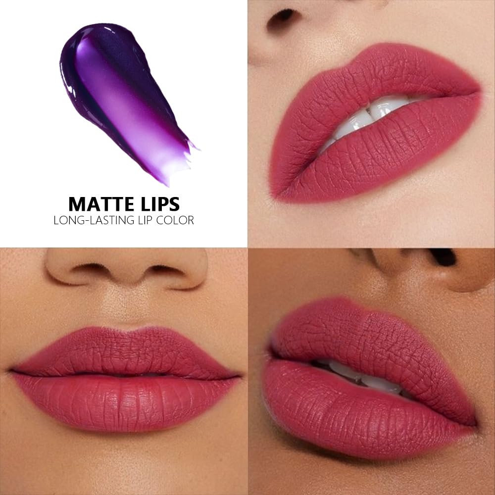 evpct Mauve Red Peel Off Lip Stain Tints, Matte Liquid Lipstick Lip Stain Long Lasting Waterproof for Women, Non-stick Cup Lipstick Peel Off Highly Pigmented Not Faded Smudge-proof Easy to Apply, 02