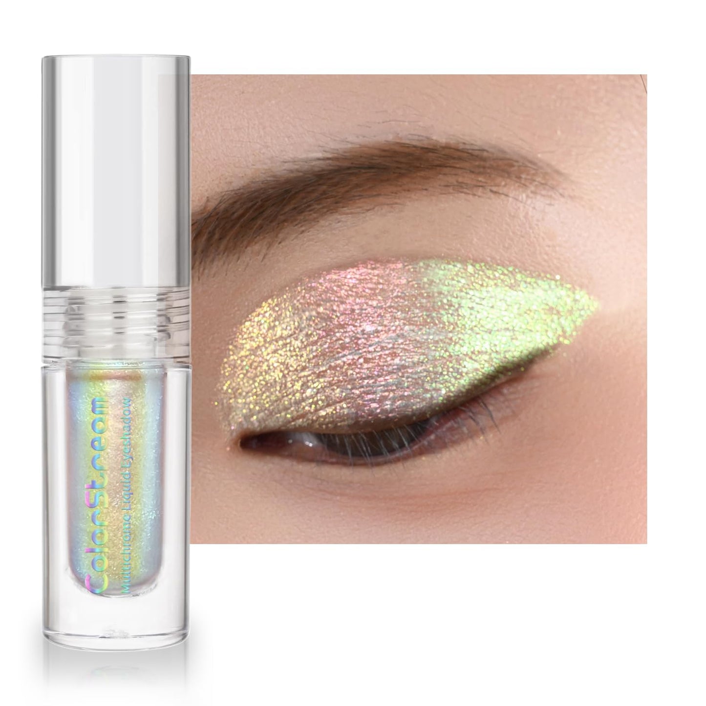 CHARMACY Multichrome Glitter Liquid Eyeshadow, Chameleon Shifting Color, Holographic Metallic Eyeshadow, Long-Lasting Wear, Vegan Eye Topper for Party, Daily Makeup #05