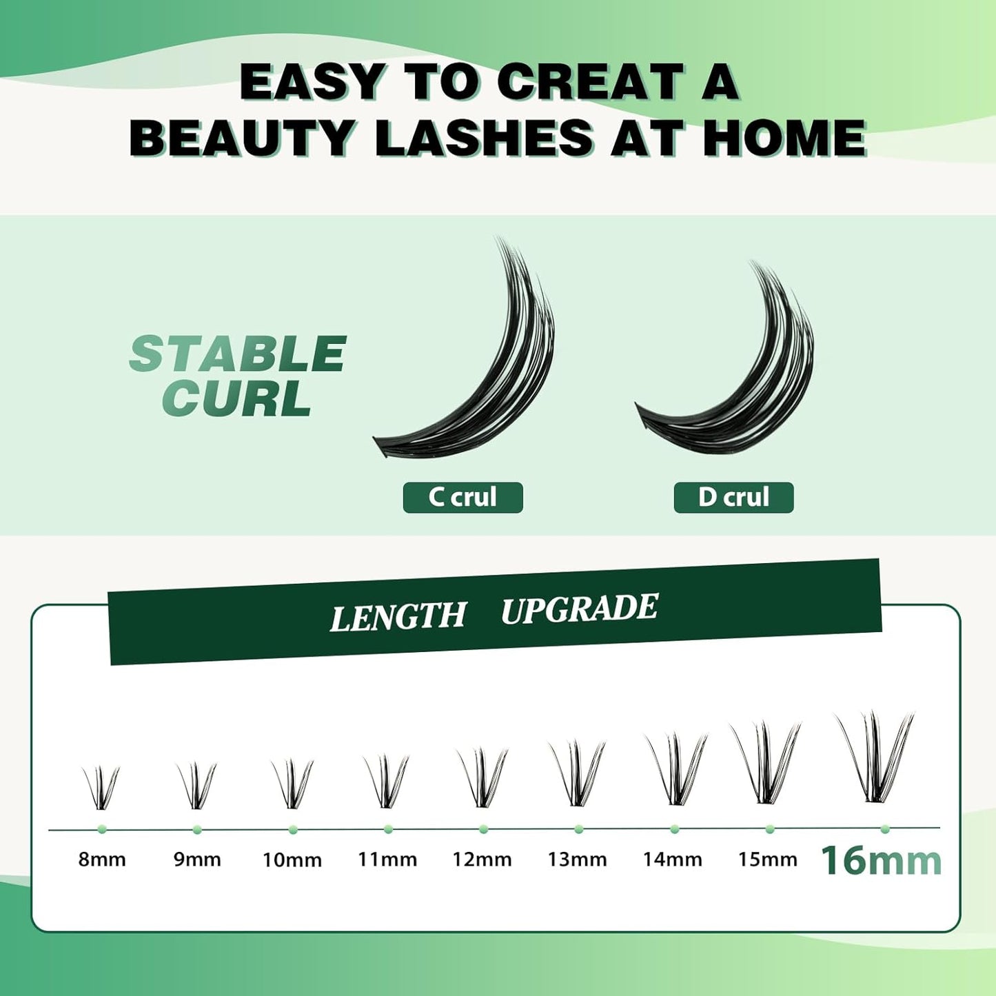 Lash Clusters 300pcs Individual Lashes 40D 0.07D Curl 11mm DIY Eyelash Extension KEYYOU Large Tray Volume Soft&Natural Cluster Lashes(40D-0.07D,11）