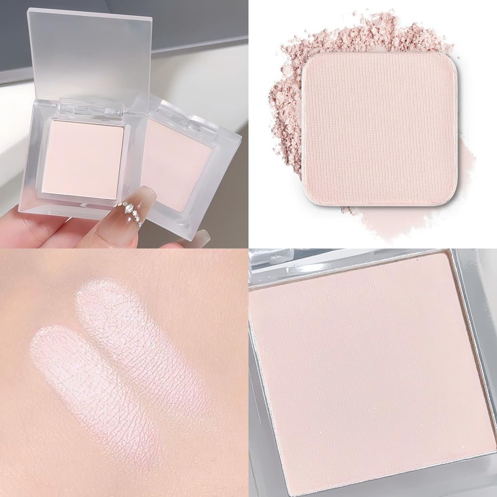 Eyeshadow Single Matte, High-Pigment Monochrome Eye Shadow Pressed Powder, Everyday Velvety Silky Eye Makeup Looks, Professional Long-Lasting Waterproof Single Eyeshadow Palette, Light Nude 01