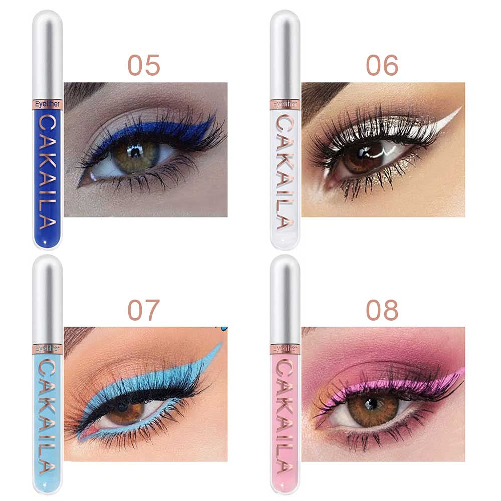 evpct 8 Colors Colored Colorful Liquid Makeup Eyeliner Liquid Set Stamp Shapes Eye Liners for Women Pink Red Blue Purple White Black Eye Liner Liquid Liner Waterproof delineadores de colores para ojos