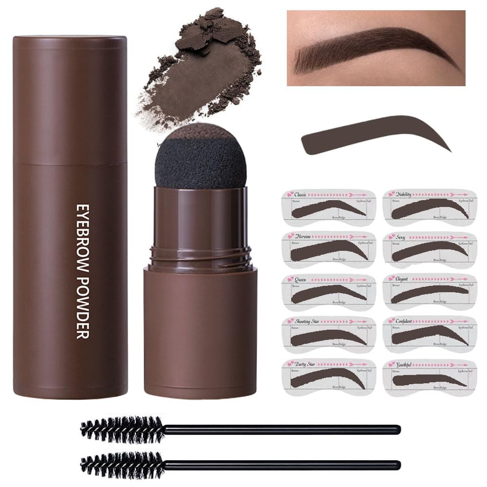 Eyebrow Stamp Stencil Set, Eyebrow Charm Stencils Shaping Kit, Long-Lasting Eyebrow Pomade for Women Girl, Cruelty-Free plantillas para la cejas (dark brown)