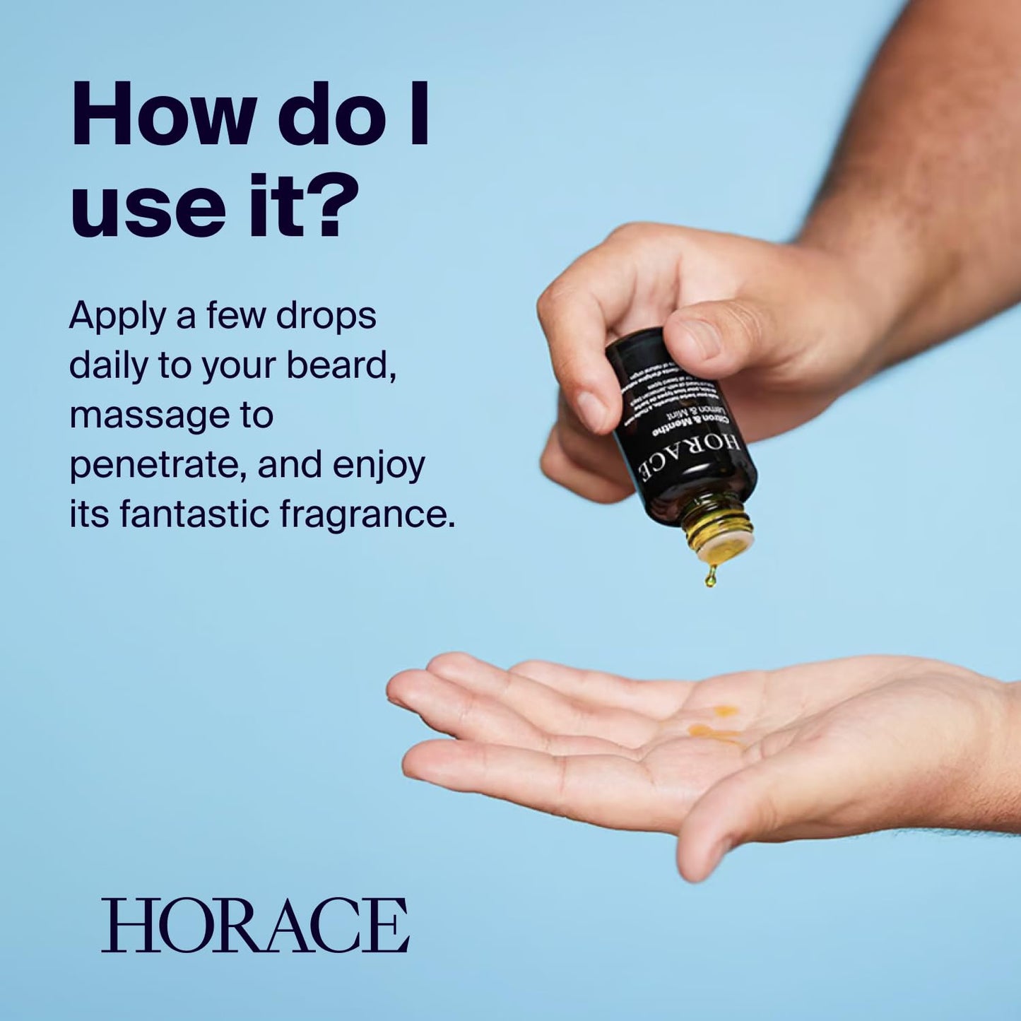 HORACE Lemon & Mint Beard Oil for Men - Conditioner with Argan Oil - Gentle Beard Care for All Skin Types - Citrus, Aromatic Scent, 1 fl.oz