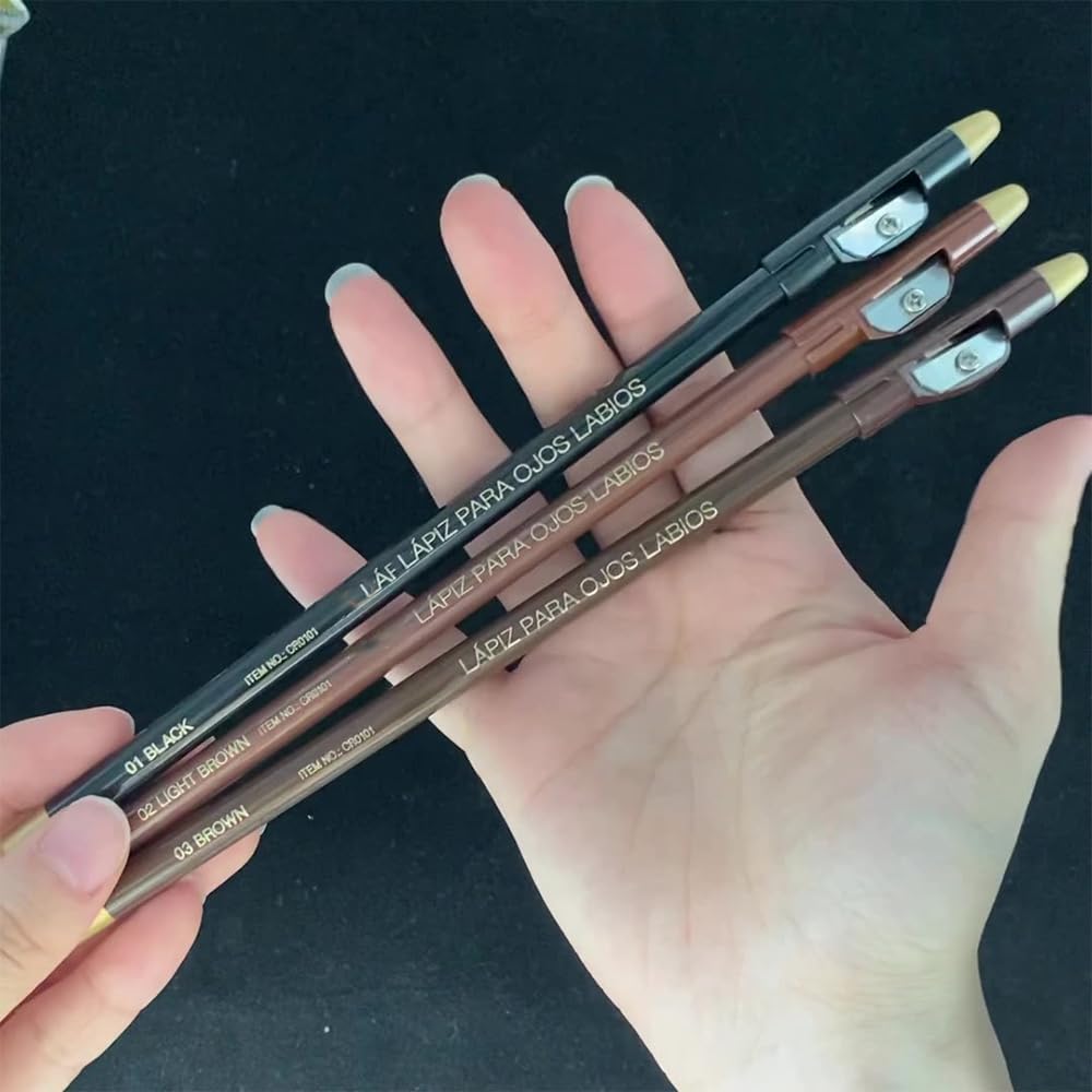 5Pcs Wooden Hard-Core Eyebrow Pencils for Women, Black Eyebrow and Eyeliner Pencil, Long Lasting Waterproof and Sweat-Proof, Beginner Makeup Brow Pencil, Create a Natural Eye Brow Makeup