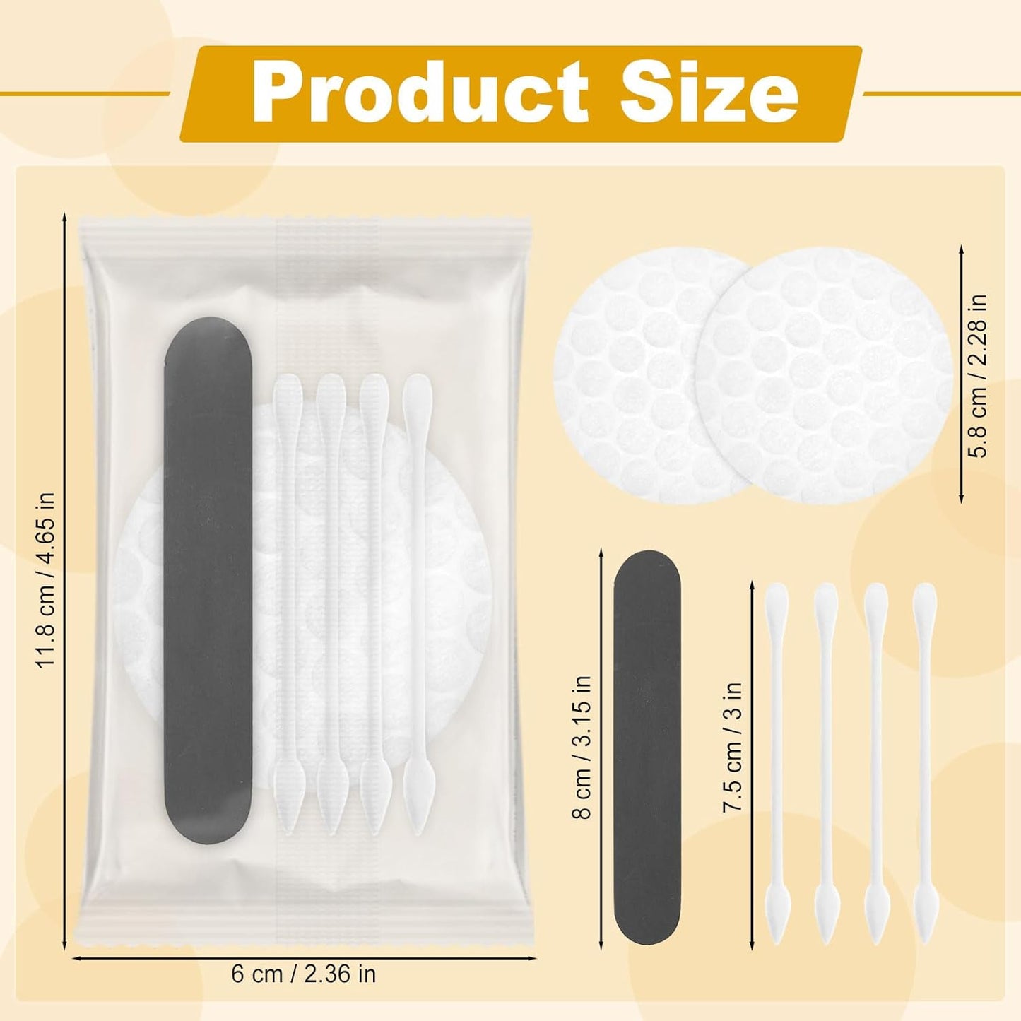 Hotel Vanity Kit Individually Wrapped Bulk Travel Cleaning Kit for Hotels Disposable Travel Size Hotel Hospitality Supplies Hygiene Kits for Homeless in Bulk Round Cotton (50)
