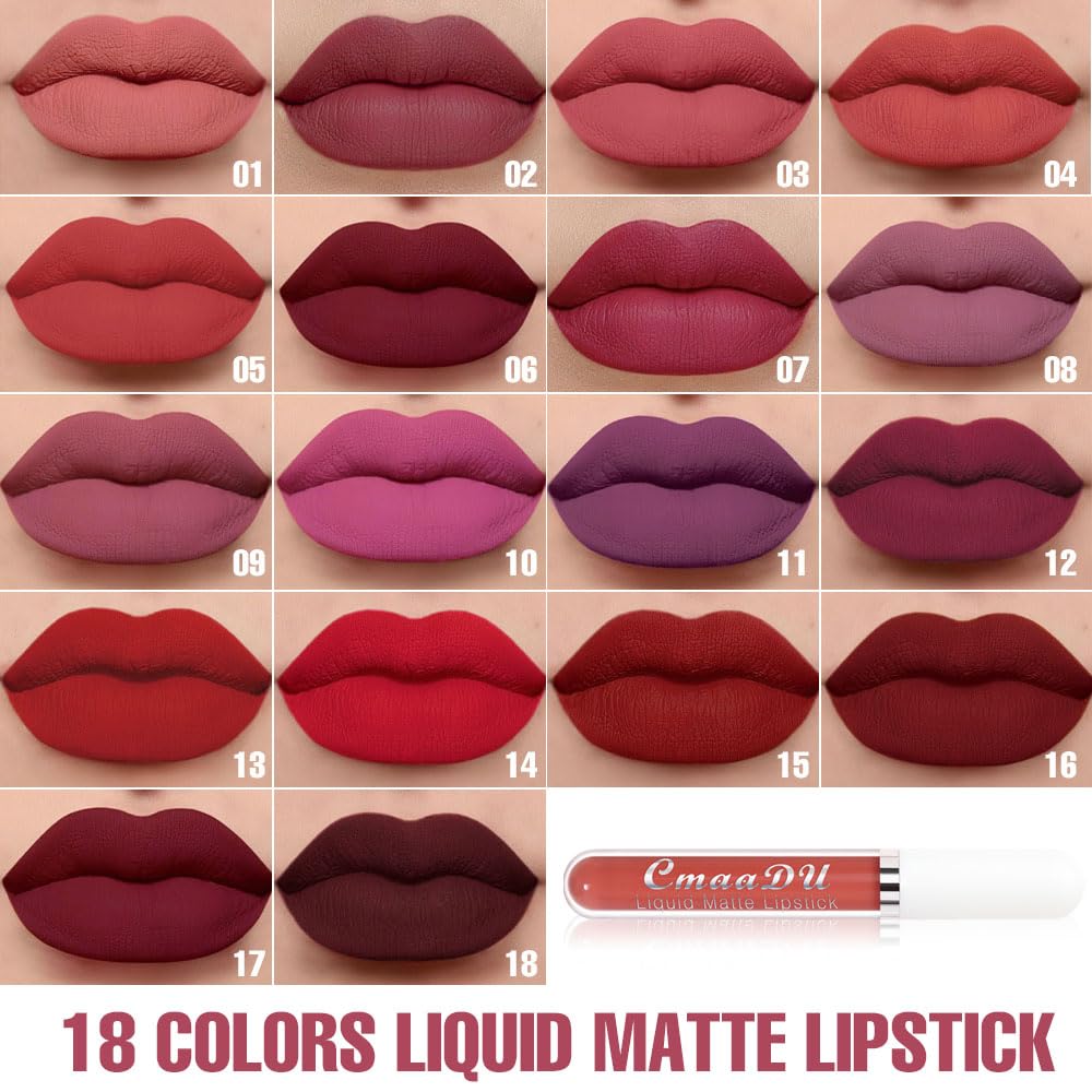 evpct 1Pcs Nude Pink Liquid Matte Lipstick Lipgloss Set for Women, labiales mate 24 horas originales matte larga duracion 24 Hour Lipstick Lip Stains Long Lasting Waterproof 24, 01#