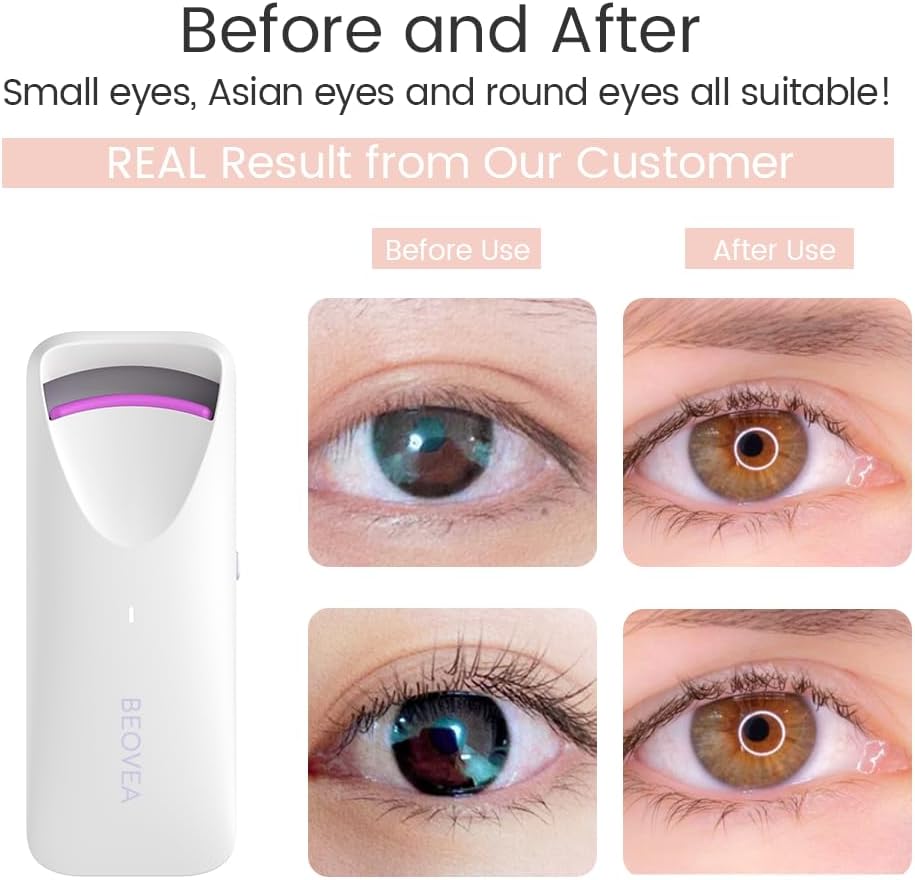 Heated Eyelash Curler – Fast 8-Second Heat for Long-Lasting Curls – Portable Rechargeable Heated Lash Curler, Safe & Effective Eyelash Curlers for All-Day Volume and Lift
