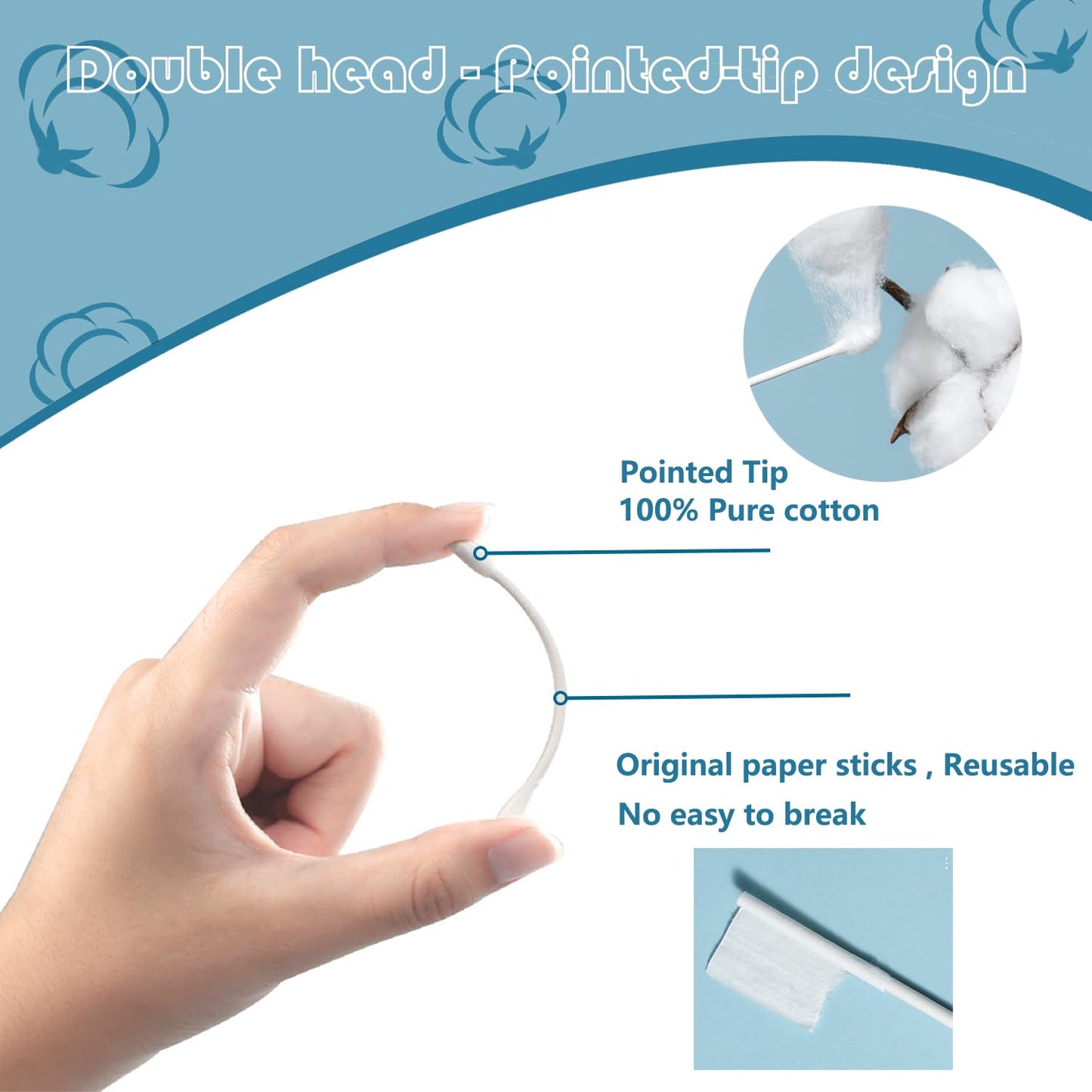 500pcs Precision Tip Cotton Swabs/Double Pointed Cotton Buds for Makeup