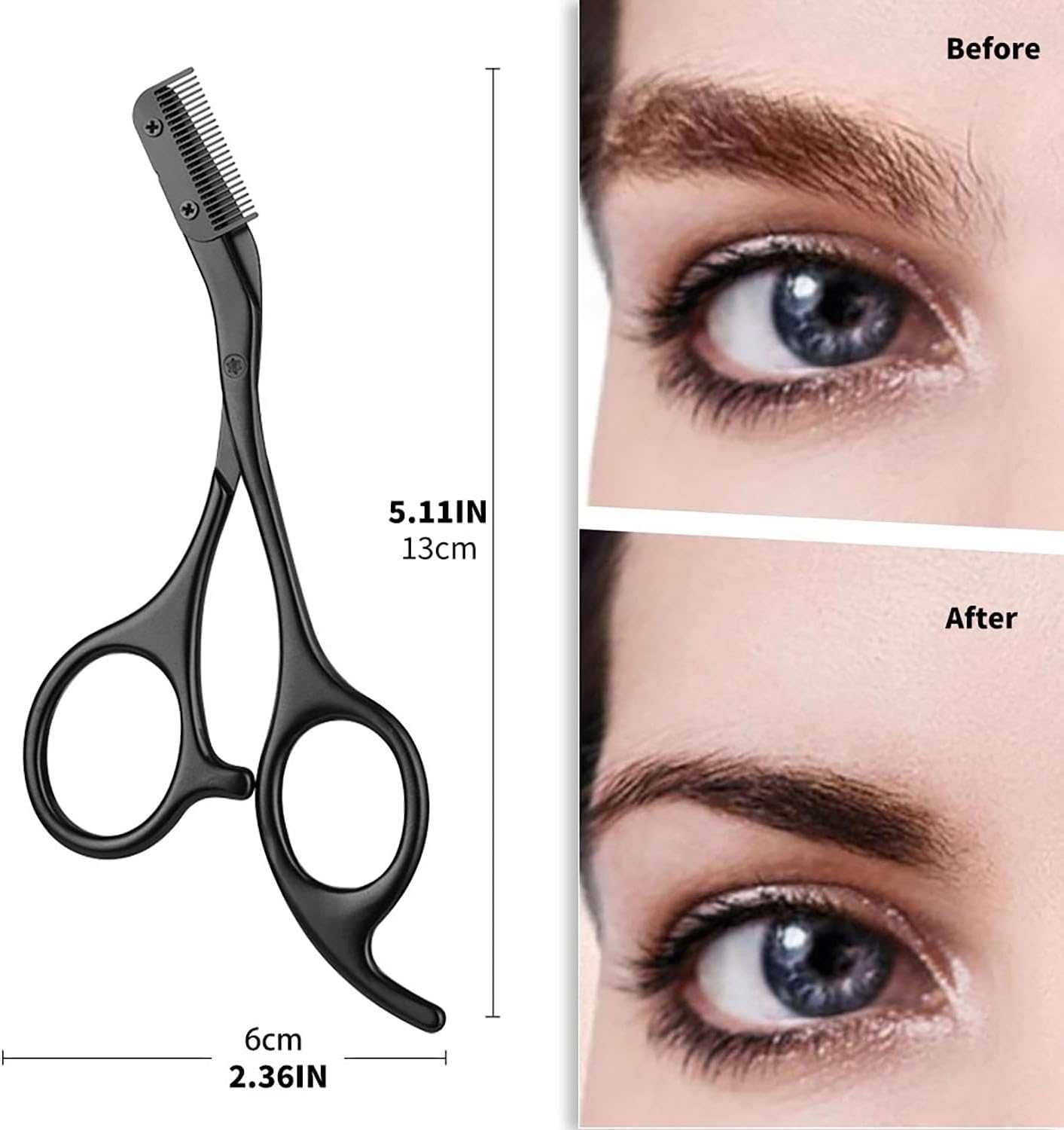 Eyebrow Scissors with Comb, Facial Grooming Scissors Kit, Professional Precision Eyebrow Trimmer,Perfect For Gifts for Men and Women (Black)