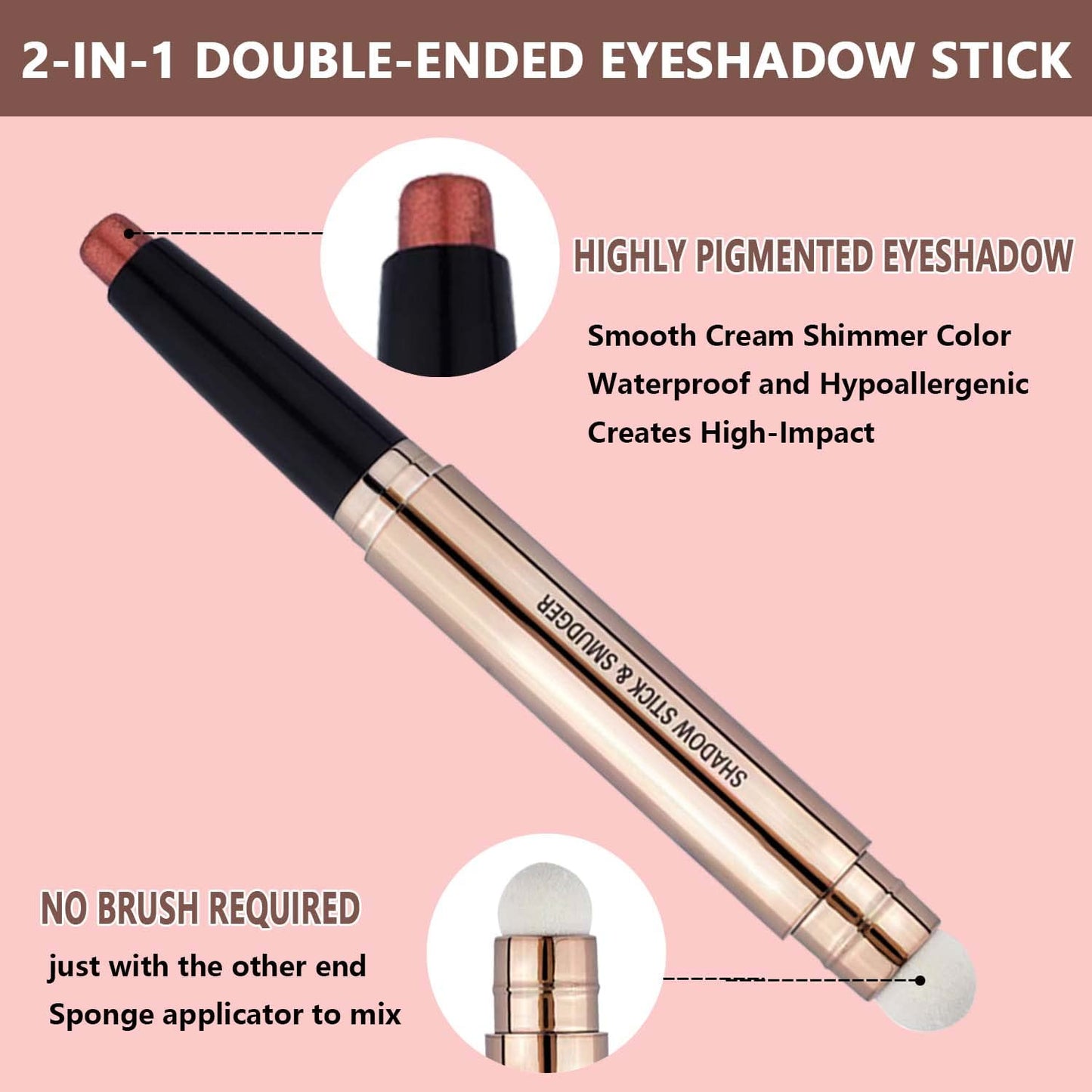 Rose Red Eyeshadow Stick, Cream Smooth Glitter Eyeshadow Pencil Crayon, Hypoallergenic Waterproof Long Lasting Shimmer Eye Shadow Pen Multi-Dimensional Highlighter Stick Eye Liner(Rose Red #06)