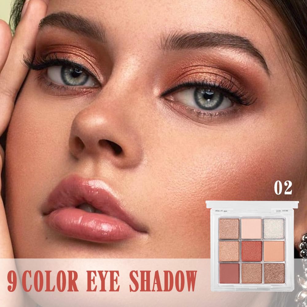 9 Color Eyeshadow Palette Makeup, Neutral Nude Matte Eye shadow & Shimmer Eyeshadow,Long Lasting Waterproof Eye shadow Makeup Palette for Women 06#