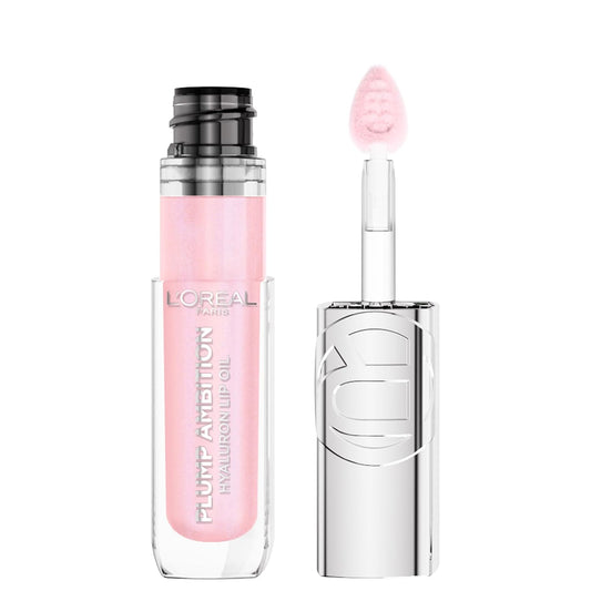 L'Oreal Paris Plump Ambition Hyaluron Lip Oil, 24 HR Lip Gloss with Hyaluronic Acid, Volumizing Formula with Glass-Like Shine, Cristal Clear 101, 0.16 Fl Oz