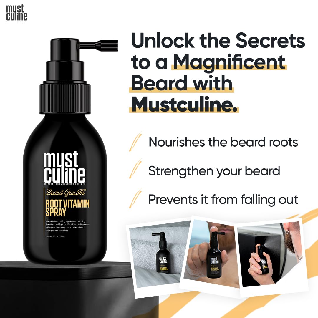 Beard Root Vitamin Spray, 1.7 Fl Oz, Unscented, Supports Growth and Strengthening, Fuller, Thicker, Bushy Beards, Adults, Men's Products