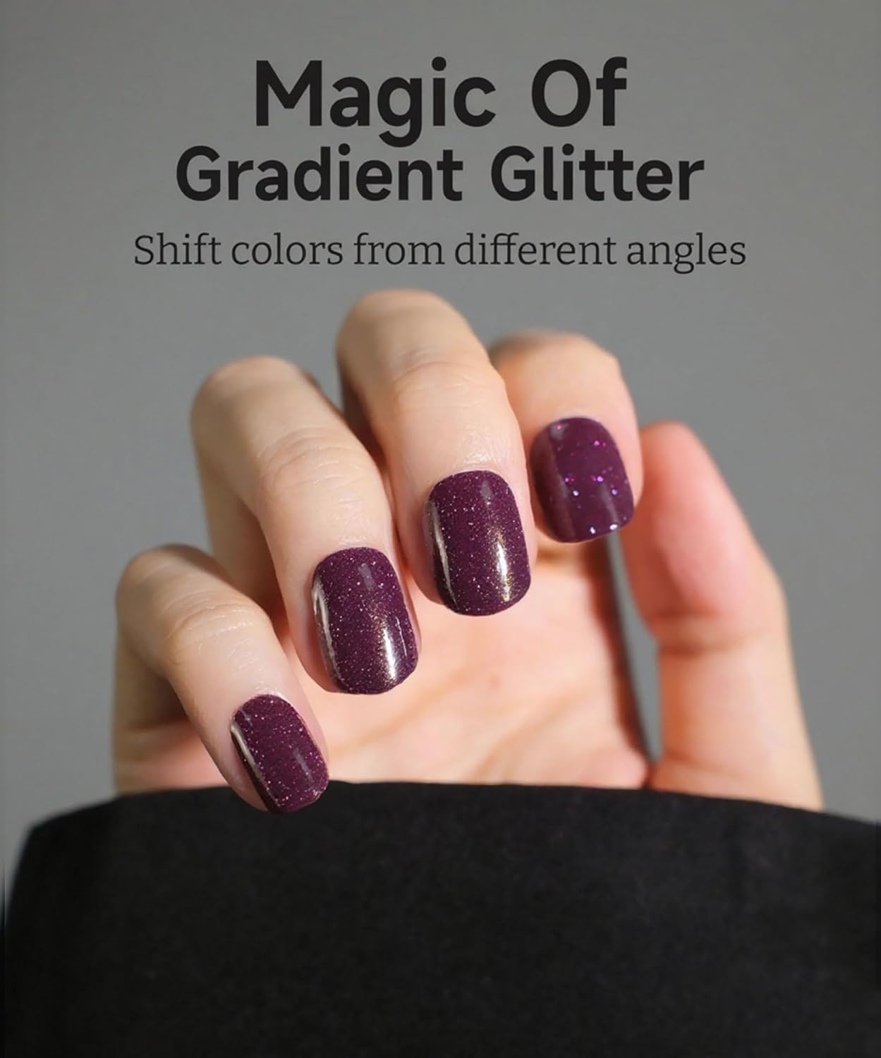 Glitter Nail Polish Strips, 32 Pcs Salon Quality Gel Nail Stickers, Long Lasting Wraps Easy to Use & Remove (Glitter Dark Magenta)