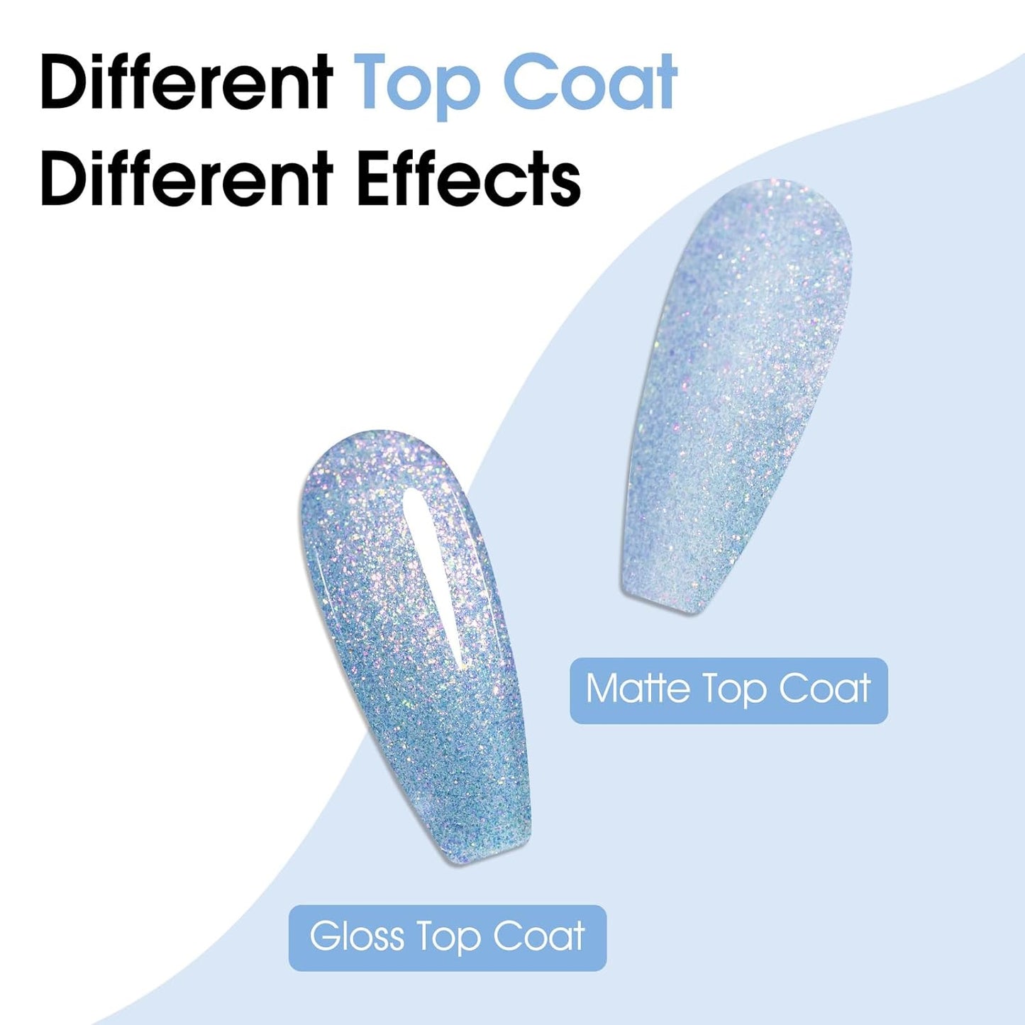 CANNI 1 Pcs Glitter Blue Gel Nail Polish, Shimmer Sparkly Blue Colors Gel Polish Soak Off Led Nail Art Gel Manicure Salon DIY