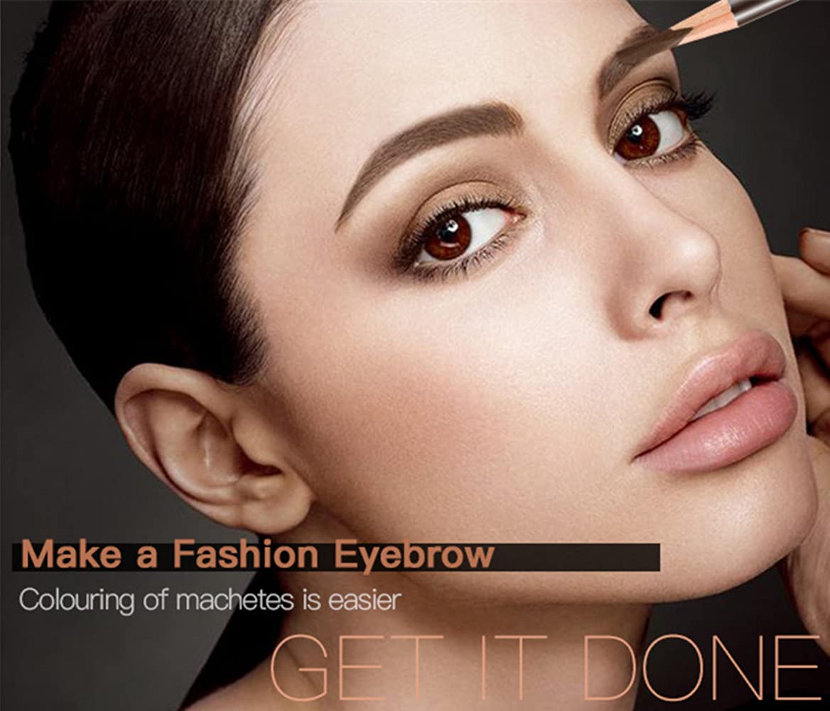 Go Ho 12 PCS Dark Brown Eyebrow Eyeliner Pencils,Sweatproof Eyebrow Pencil,Long-lasting Nice Color Eye Brow Gel Pen Makeup Brow Tint Sticks（Dark Brown）