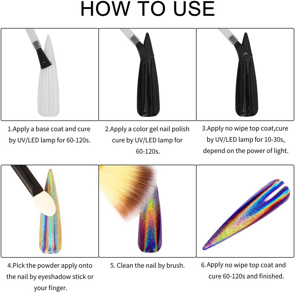 Artdone 16 Jars Chrome Nail Powder Nail Art Fimo Striping Tape Lines Decoration Metallic Mirror Effect Holographic Aurora Chameleon Pigment Powder 1g/Jar Pearl for Resin Craft & Nail Art