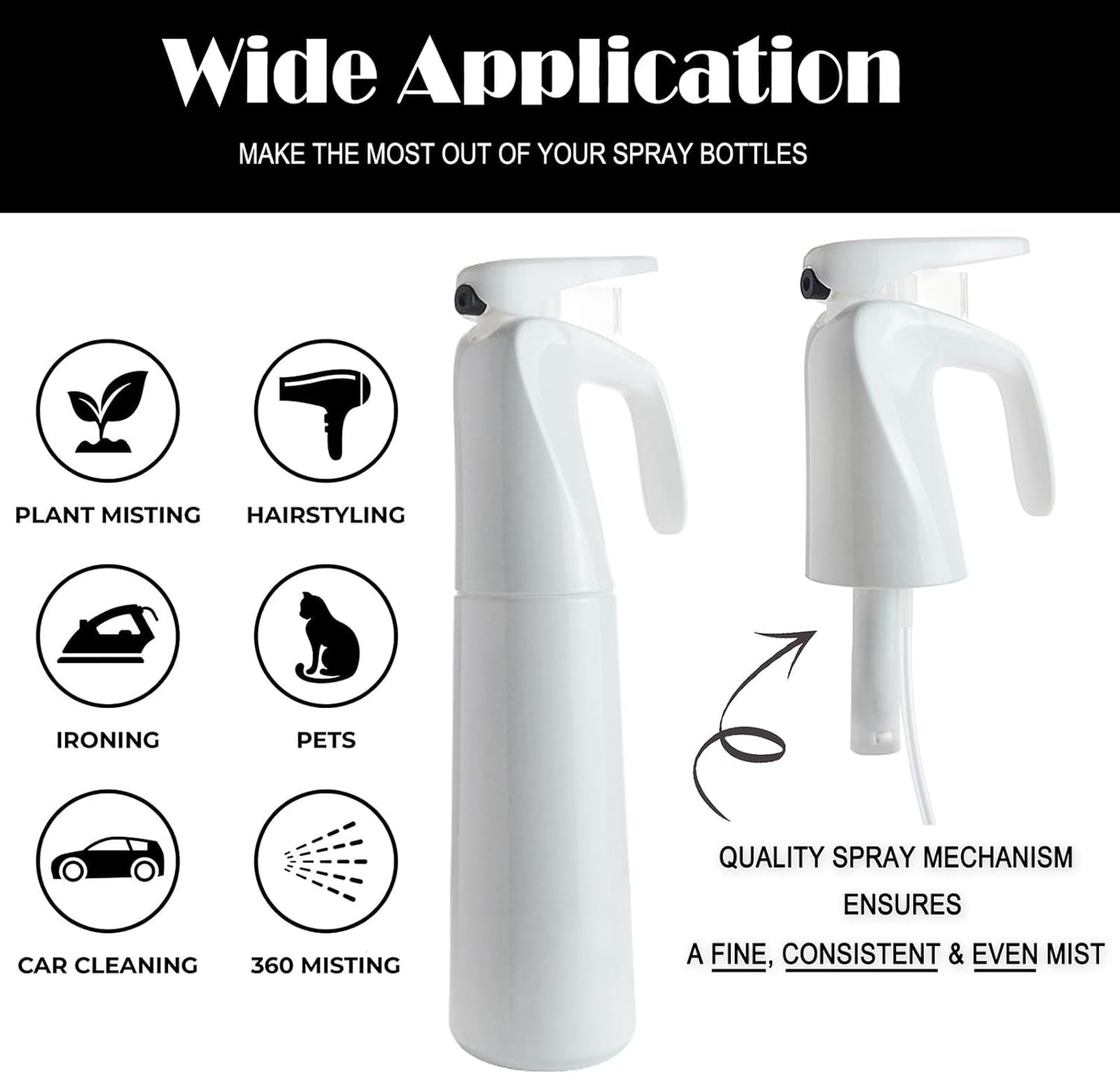 AORAKI Spray Bottle for Plants, Fine Mist Plant Sprayer Mister, Plant Mister Water Spritzer for Inside, Misting Spray Bottle for Flowers, Gardening, Cleaning, 10oz, Plastic