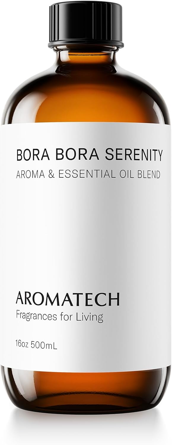 AromaTech Bora Bora Serenity Aroma Essential Oil Blend: Luxury Hotel Inspired Aromatherapy with Tropical Fruit, Frangipani & Coconut for Ultrasonic Diffusers & Nebulizers - 16 fl oz, 500 mL