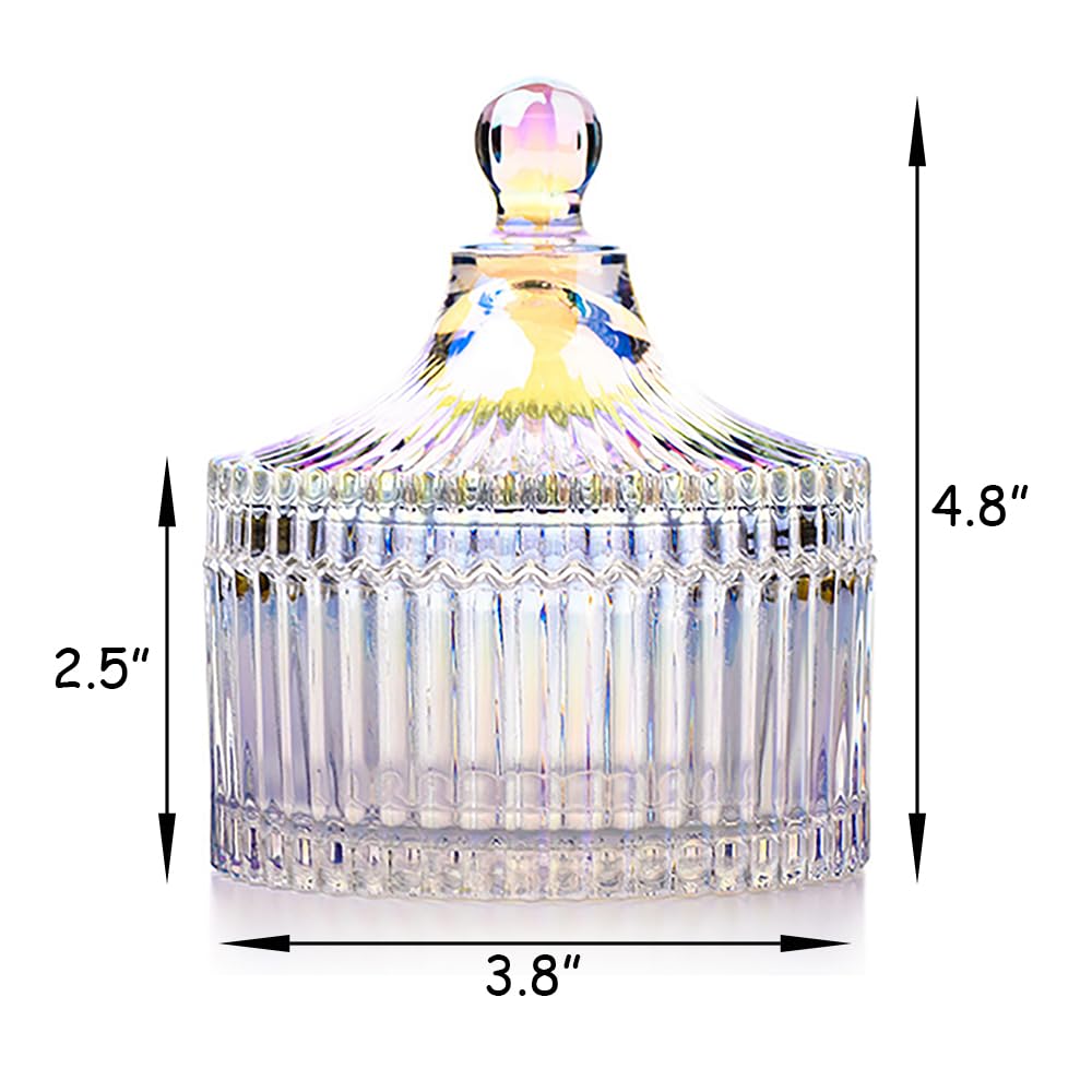 Ultra Soft Powder Puff and Container 3.3" High Density Velvet Dusting Washable Reusable Powder Puff,Body Powder Puff and Glass Jar Holder Loose Powder Box with Puff for Face Makeup(Dazzling colors)