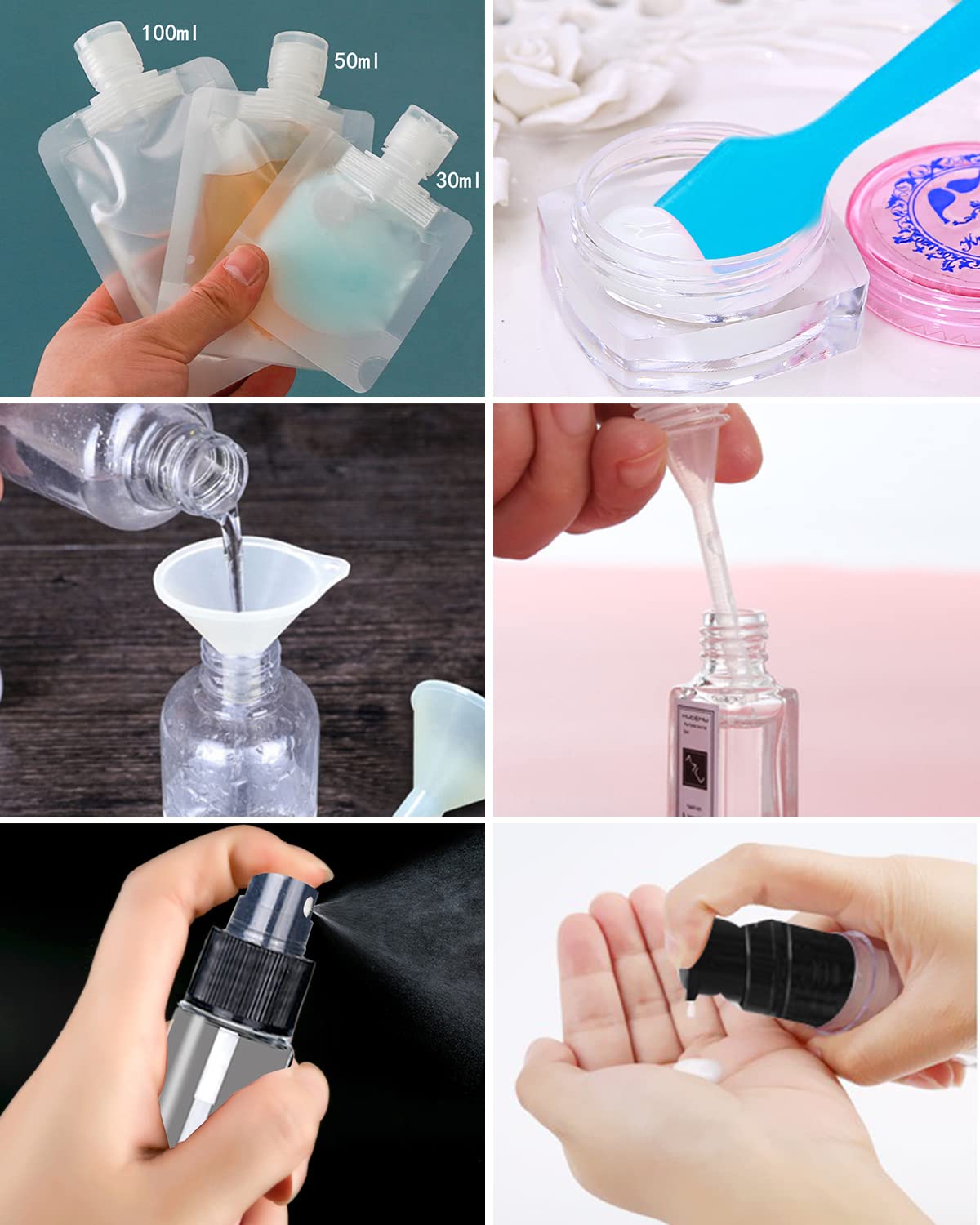 17 Pack Travel Pouches for Toiletries,TSA Approved,Portable Containers,Stand Up Pouch,Refillable Travel Accessories for Shampoo Conditioner Lotion Soap Liquids (A-17pcs)