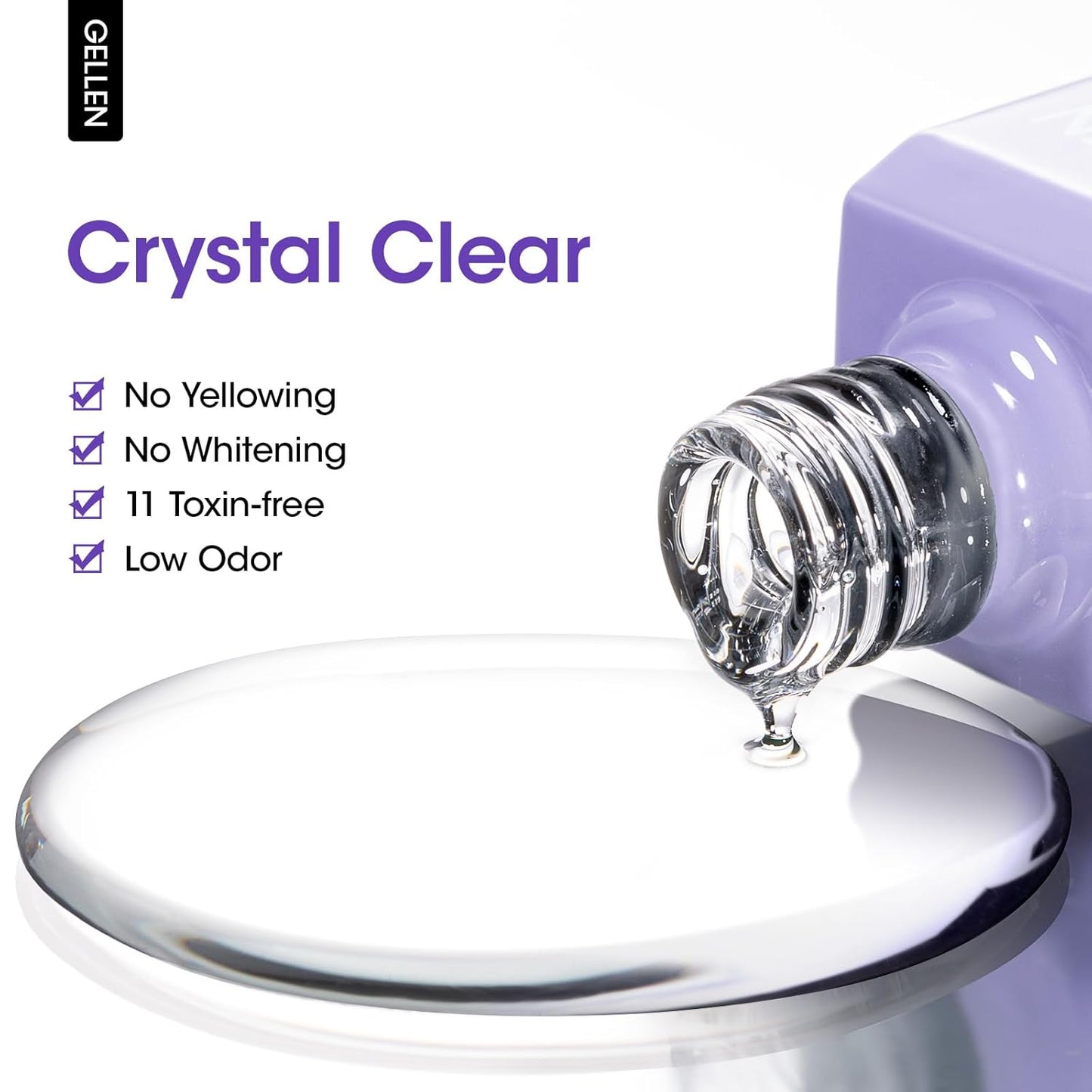 GELLEN Gel Top Coat Nail Polish- 18ml No Wipe Top Coat Gel Polish, High Gloss Shiny Long Lasting, Soak Off Nail Lamp for Home DIY and Nail Salon