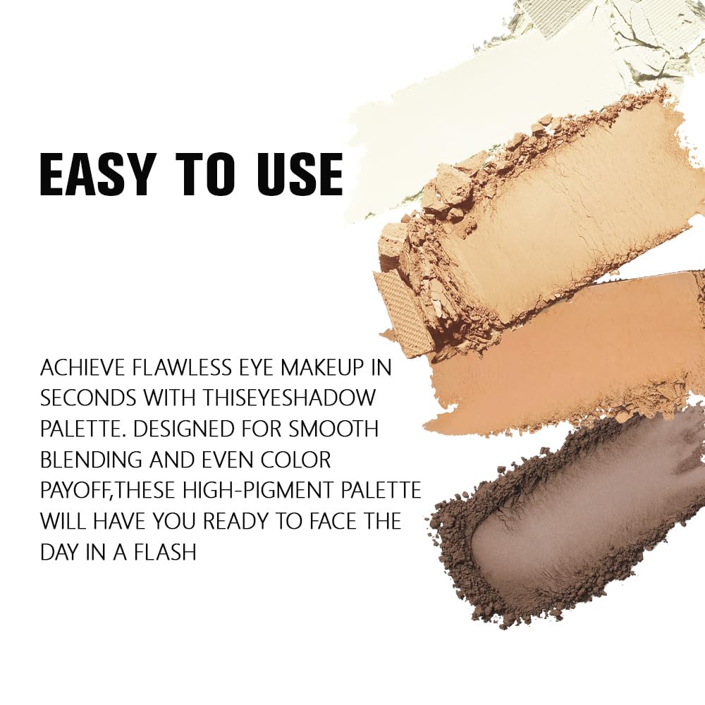 evpct Matte Smoky Nude Eyeshadow Quad Palette, Ivory White Nuetral Dark Ndue Brown Matte Smoky High Pigmented Primer Mini Eye Shadow Palette Makeup for Women, Smudge Proof Vegan Eye Shadows Nudes