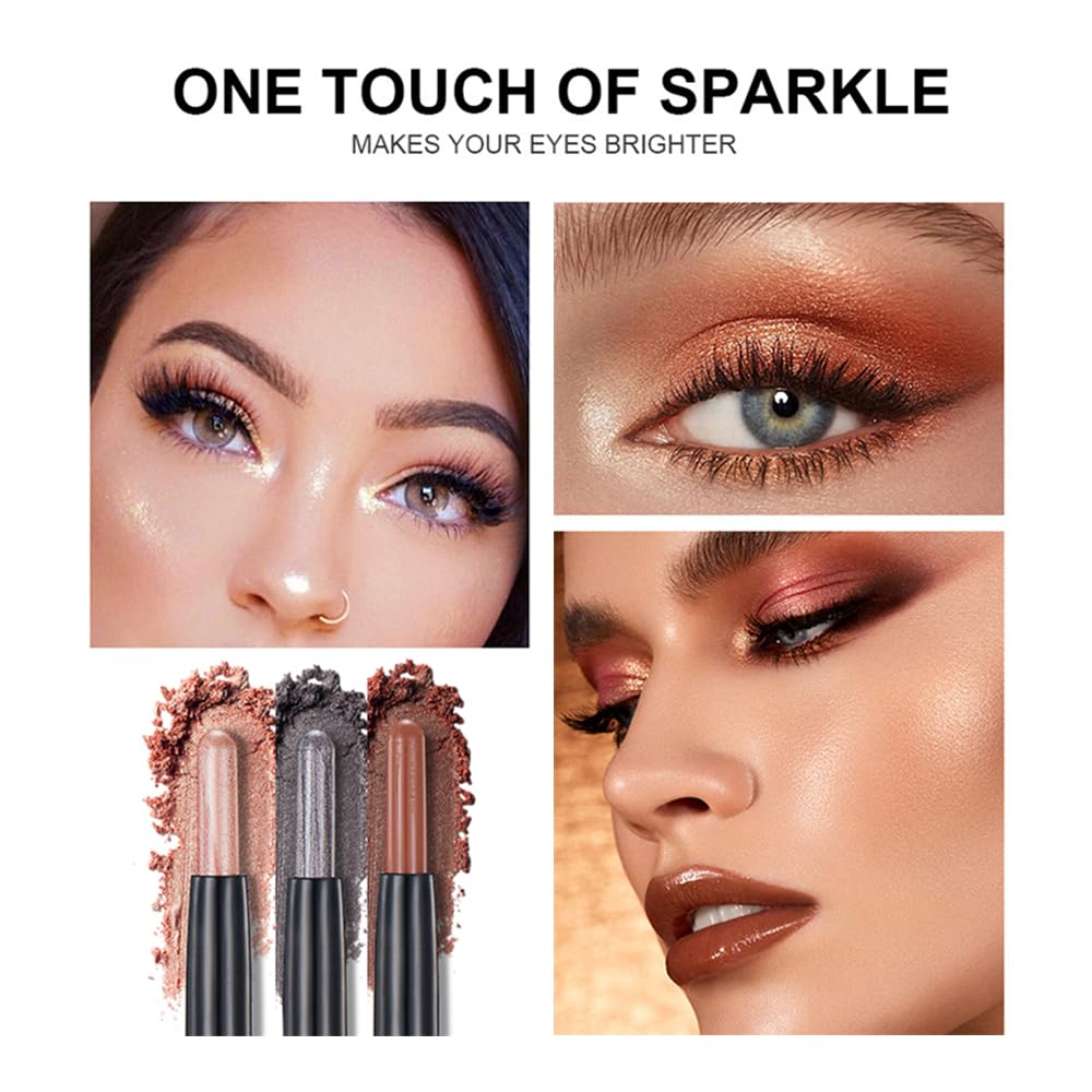 Black Eyeshadow Stick Makeup, Cream Shimmer Eye Shadow Pencil, Hypoallergenic Waterproof Long Lasting Crayon, Smooth Glitter Primer Palette Eyeliner Make up