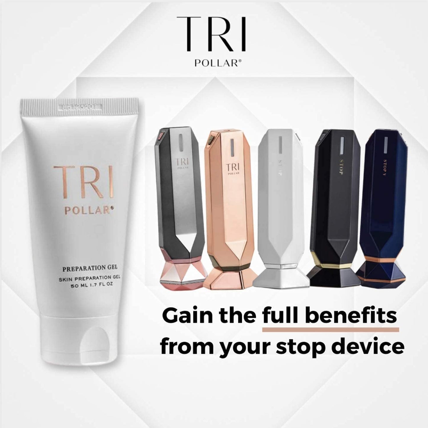 TriPollar STOP Preparation Gel 50ml (X2) - High Radio Frequency Skin Tightening Facial Machine Gel - Professional Home RF Anti-Aging Formula - Compatible STOP Devices - FDA Cleared