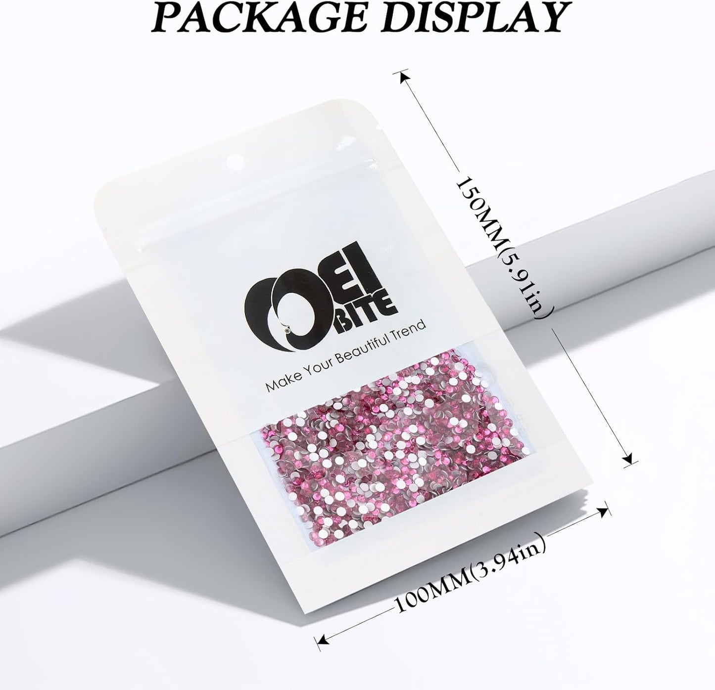 Fuchsia Flatback Rhinestones, Glass Rhinestones for Nail Art and Craft, Glue Fix, Loose Crystal Gemstones(Fuchsia, SS10, 2880pcs, 2.7-2.8mm)