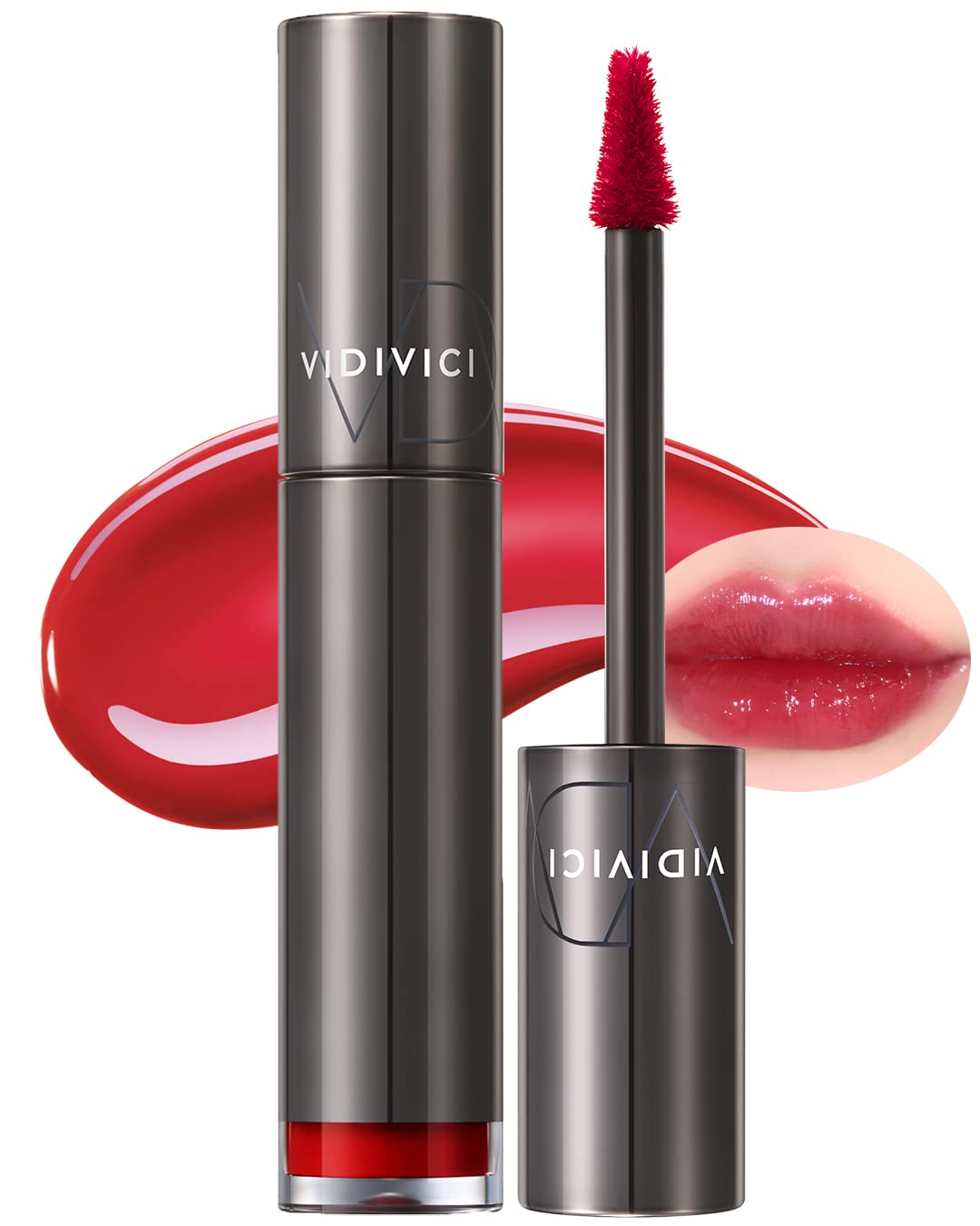 VIDIVICI Millennial Tint Glit - Transfer Proof Moisture Korean Lip Tint with Long-Lasting Color, Lightweight Water Jelly Texture, Hydrating & Smudge-Free Lip Stain, 0.13oz (02 RED TO GO)