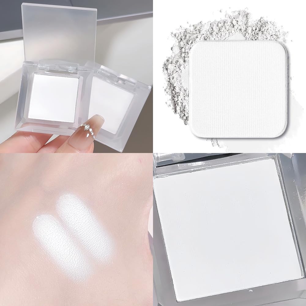 Eyeshadow Single Matte, High-Pigment Monochrome Eye Shadow Pressed Powder, Everyday Velvety Silky Eye Makeup Looks, Professional Long-Lasting Waterproof Single Eyeshadow Palette, White 02