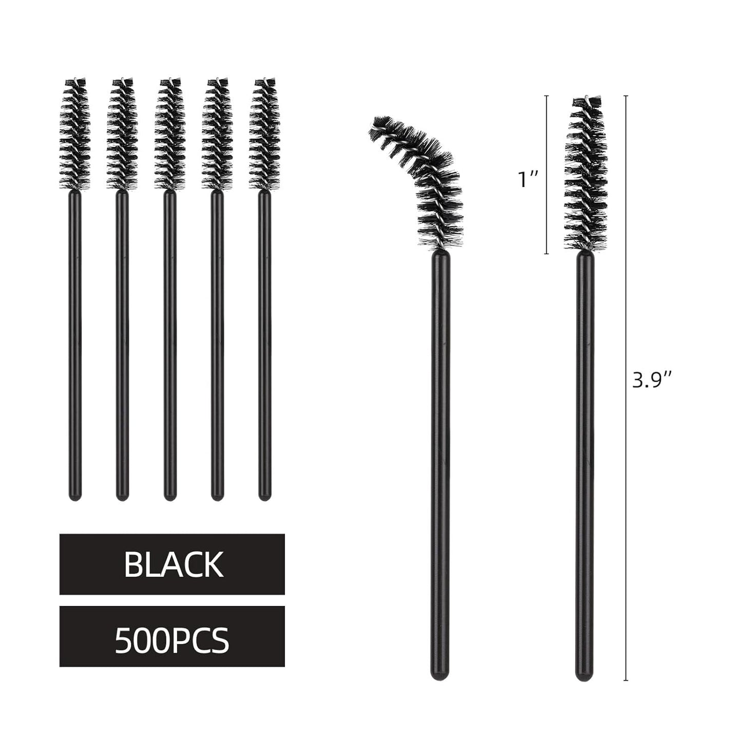 Tbestmax 500 Disposable Mascara Wands Eyelash Brush Black Spoolies for Eyebrow Eye Lash Extension