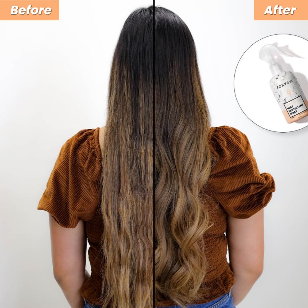 FoxyBae Heat Protectant Spray - Thermal Hair Styling Mist for Curling Iron & Blow Dryer - Prevents Frizz, Damage & Breakage, 8oz