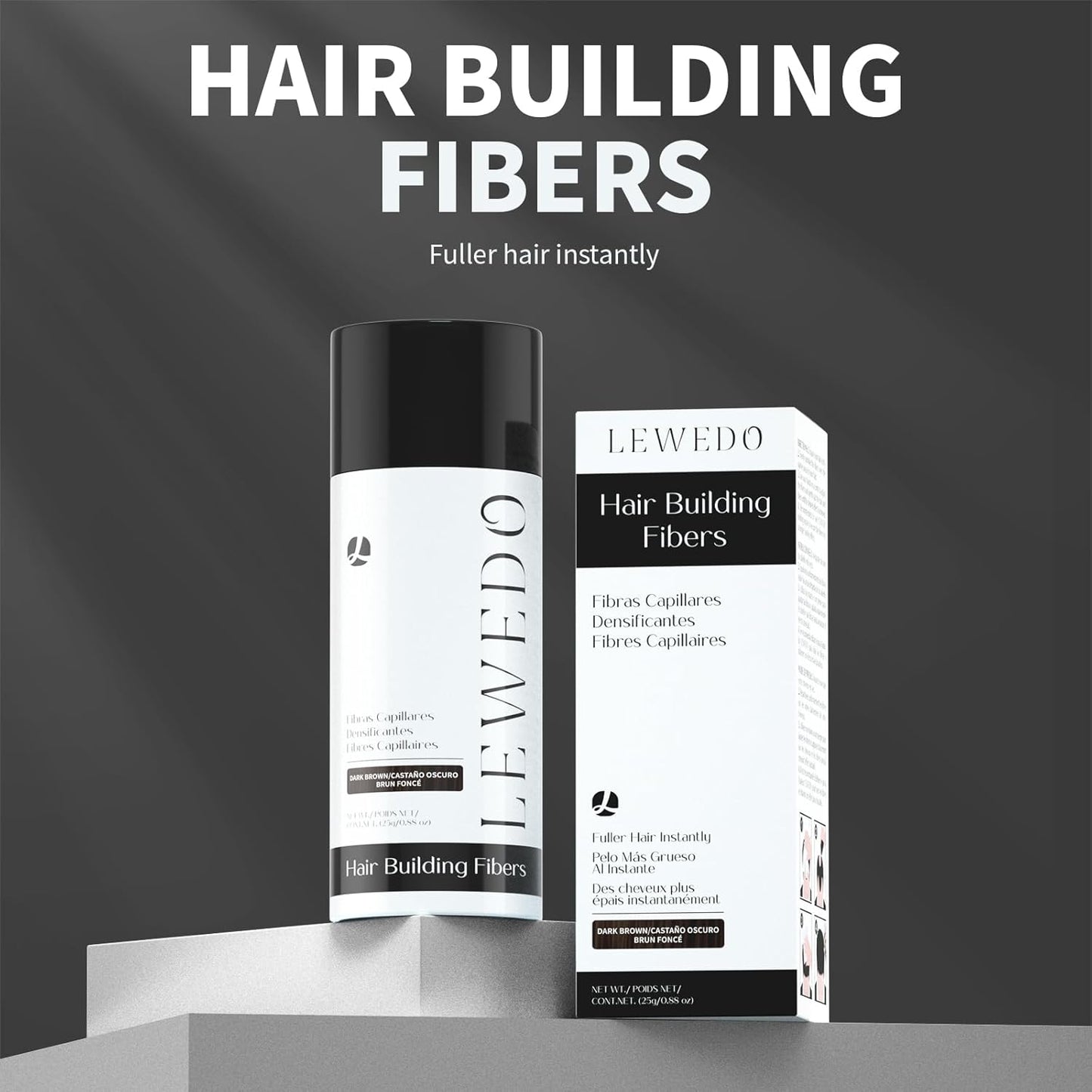 Hair Building Fibers - Instant Volume for Thinning Hair, Natural Appearance with Electrostatic Adsorption,Plant-Based, All-Day Hold, 25G Dark brown
