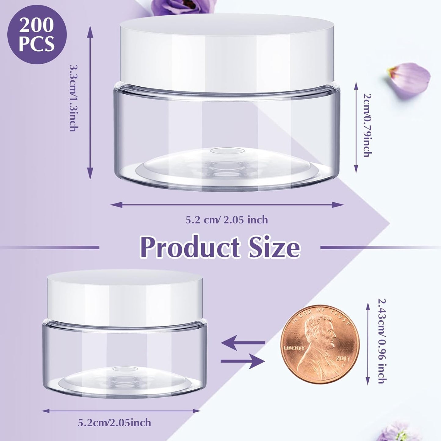200 Pcs 1 oz Empty Bulk Plastic Container Jars with Lid Leak Proof Round Plastic Jars Small Cosmetic Travel Containers for Storage Makeup Creams Lotion Ointments, White