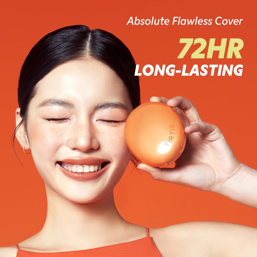 [*Mini Size*] TIRTIR Mask Fit Ai Filter Cushion Foundation | AI-Like Semi-Matte Finish - Up to 72-Hour Medium to Full Coverage Korean BB Cushion Make up Beauty, #34W Toffee, 0.15 Fl Oz