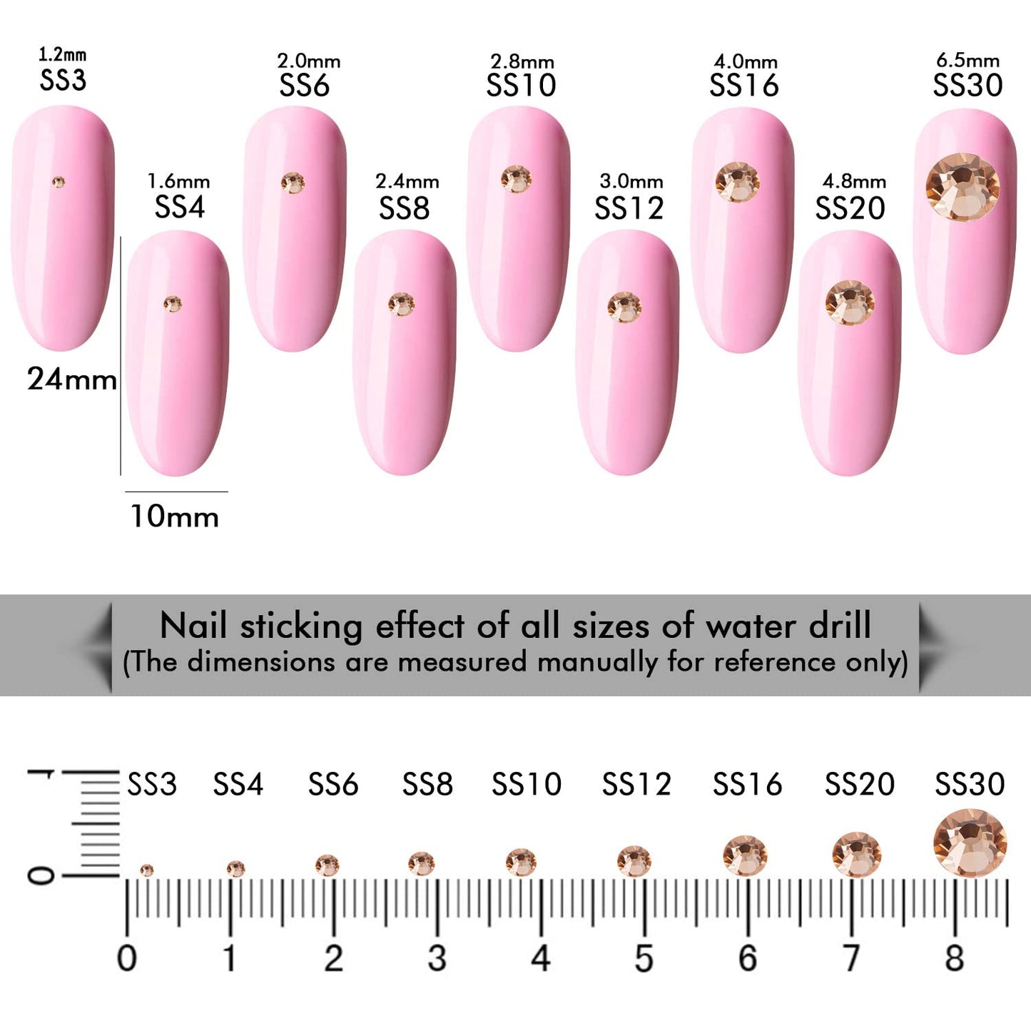 288Pcs Champagne Crystal Rhinestones,Glass Flatback Rhinestones Gemstones for Nail Face Makeup Art Crafts Clothes Decoration -(SS30,6.5mm,Champagne)