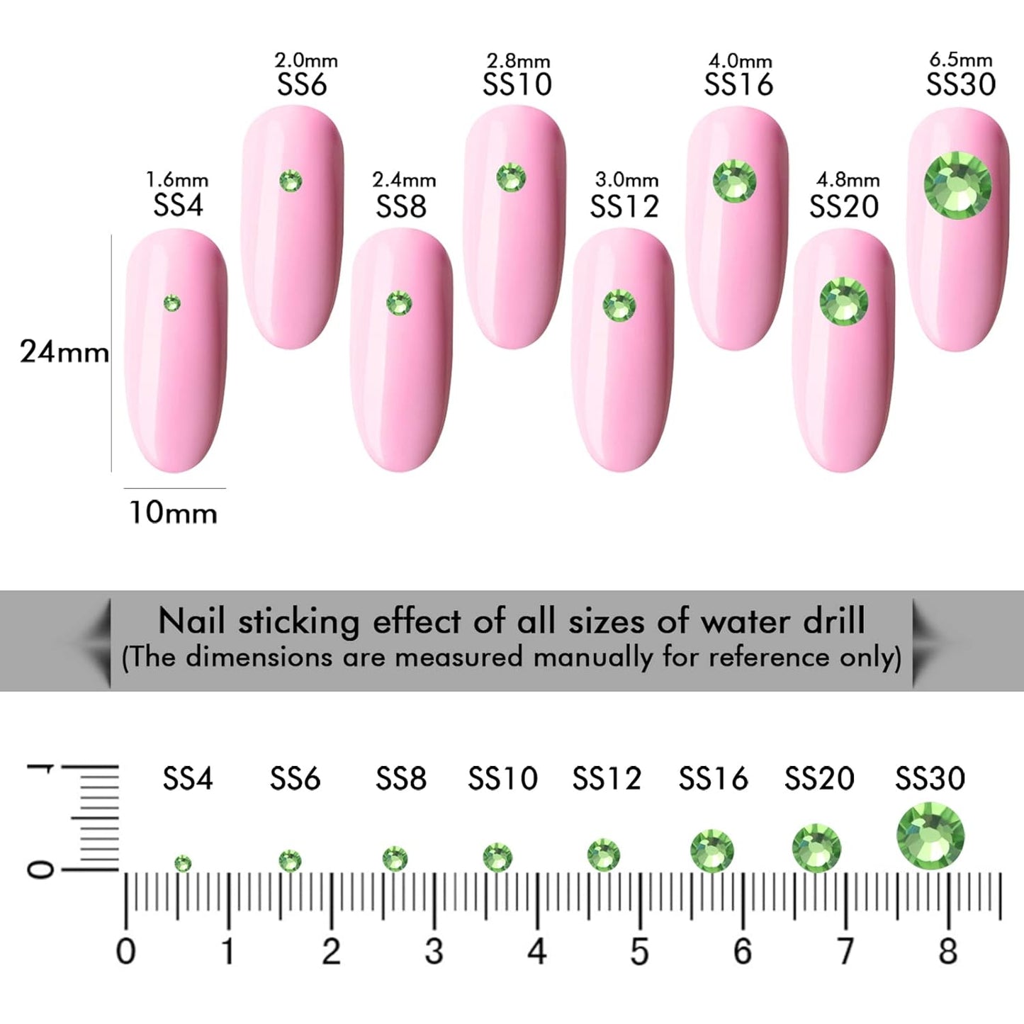 1440Pcs Light Green Crystal Rhinestones,Glass Flatback Rhinestones Gemstones Small for Nail Face Makeup Art Crafts Clothes Decoration - (SS6,2.0mm,Light Green)