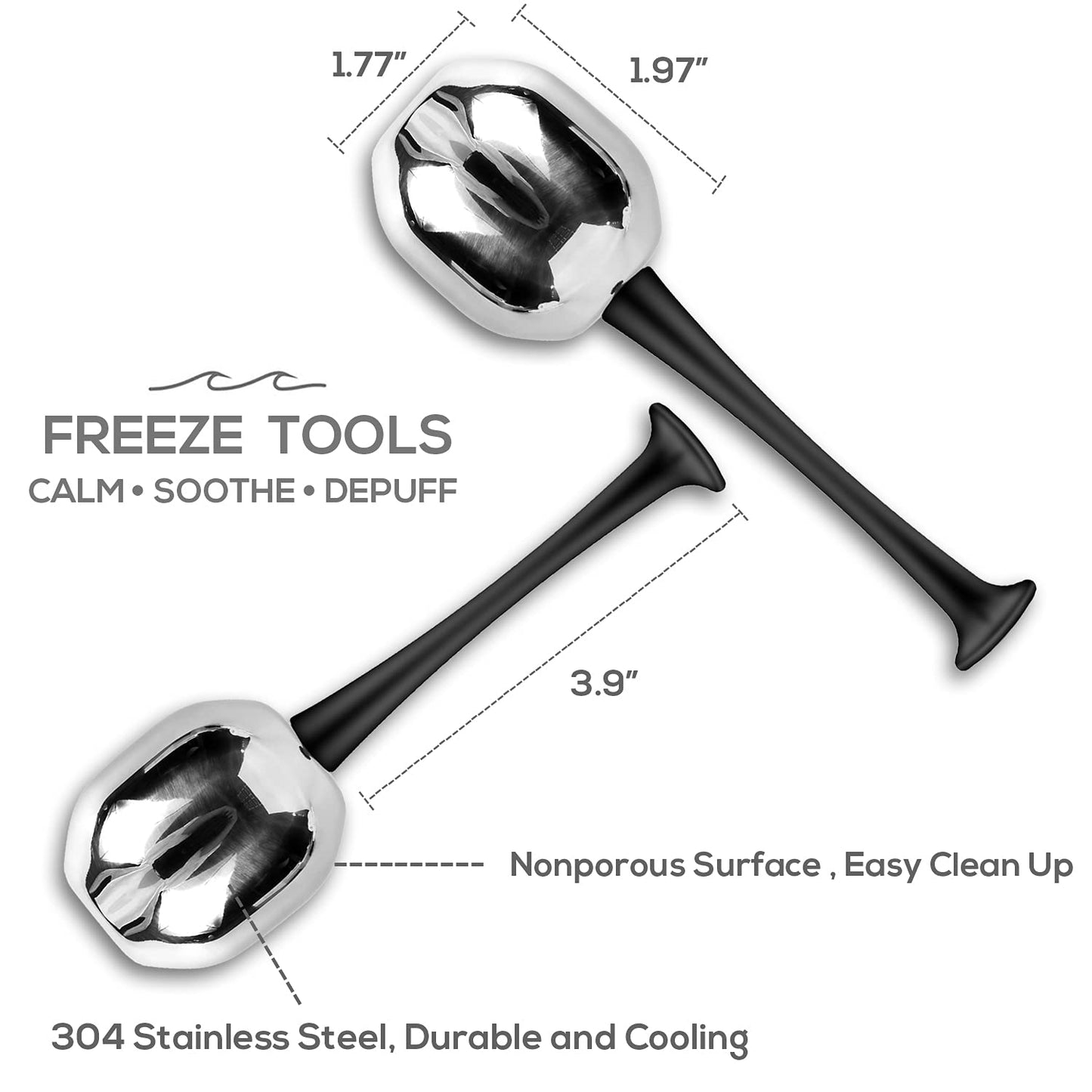 Ice Globes Facial Skin Care Tools for Women Cryo Sticks for Face Eyes, Stainless Steel Face Beauty Cryo Globes for Girls Ladies, Esthetician Supplies Cooling Spa Globes Cold Roller with Storage Case