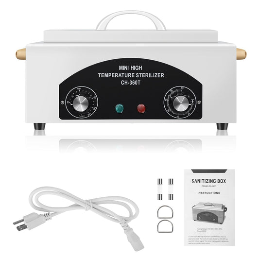 High Temperature Metal Tool Cleaning Box, 110V 300W 1.5L with Timer Manicure Pedicure SPA Salon Barber Equipment for Sundry Beauty Hair Nail Metal Tools with Handle