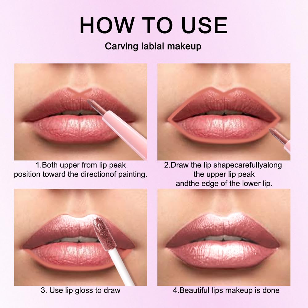 Kaely 2-in-1 Rose Gold Metallic Lipstick and Lip Liner, Shimmer Liquid Metallic Lipsticks for Women, Glitter Lip Gloss Stain Long Lasting Waterproof Smudge Proof 24 Hour, Vegan Makeup, 04