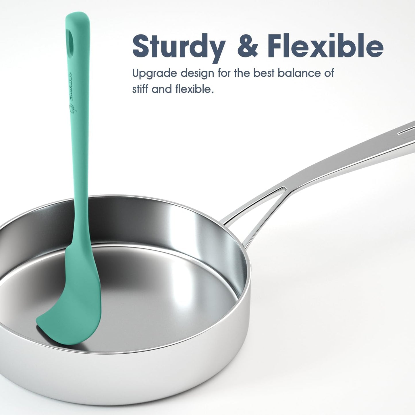 5 Pieces Silicone Spatula Set, Food Grade Rubber Spatula, Upgrade Strong Handle with Ergonomic Grip, Heat Resistant Up to 600°F for Nonstick Cookware, Cooking Mint